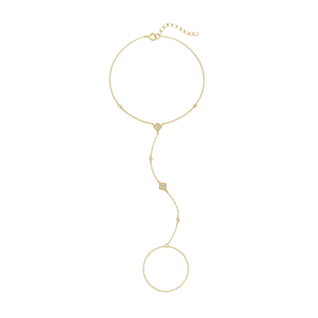 Ultima 18K Gold Trèfle Link Finger Bracelet
