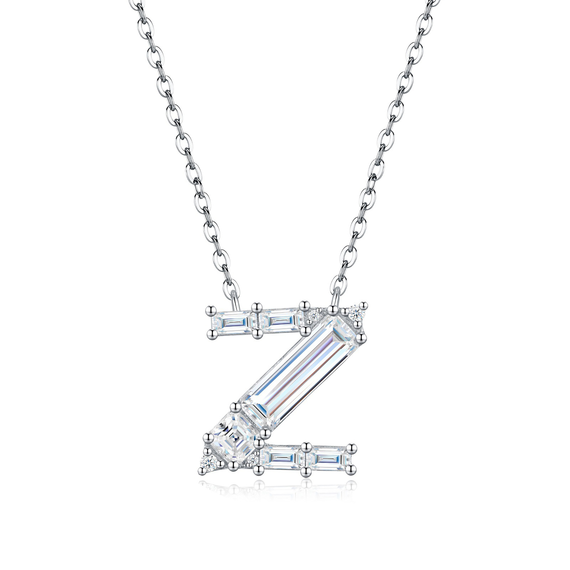 Valburga White Moissanite Initial Letter Necklace