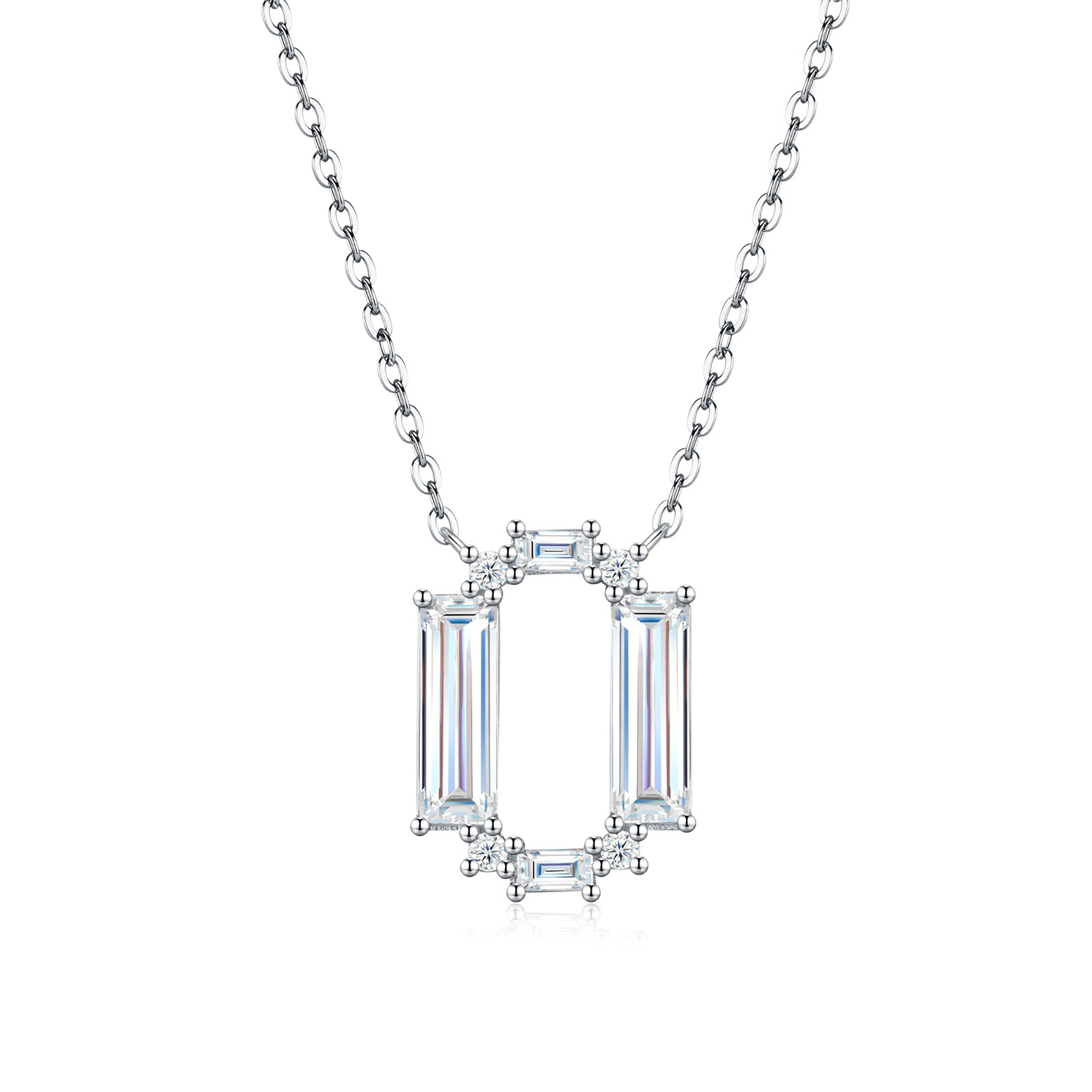 Valburga White Moissanite Initial Letter Necklace