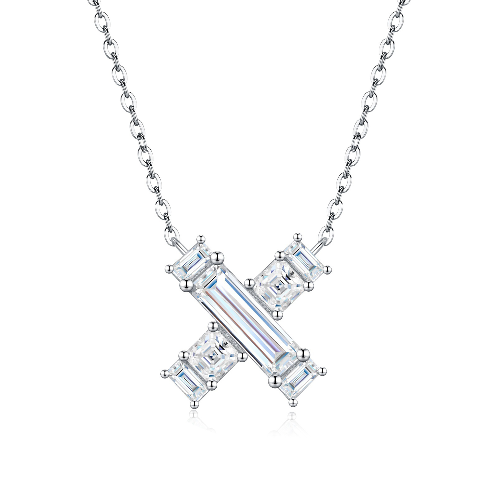 Valburga White Moissanite Initial Letter Necklace