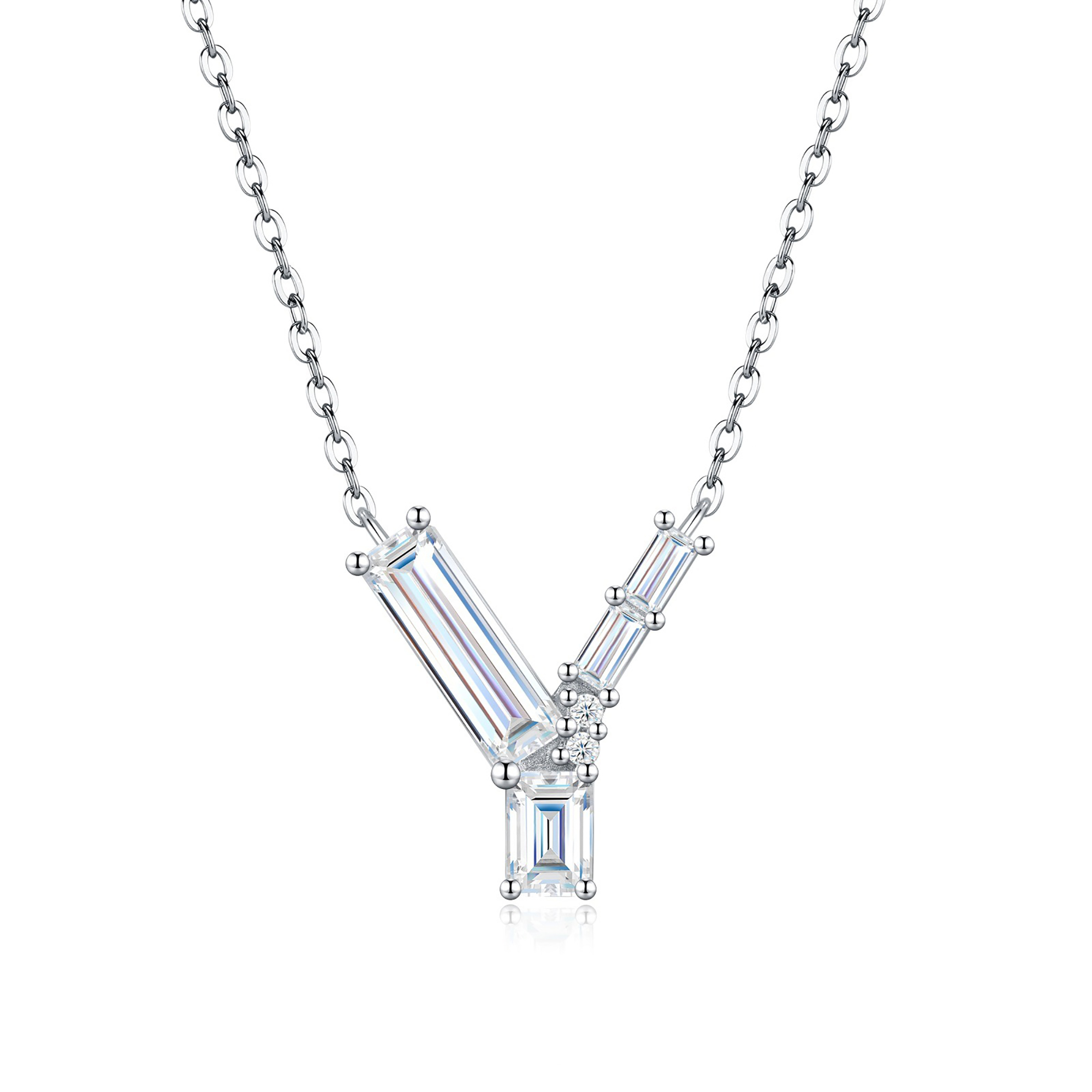 Valburga White Moissanite Initial Letter Necklace