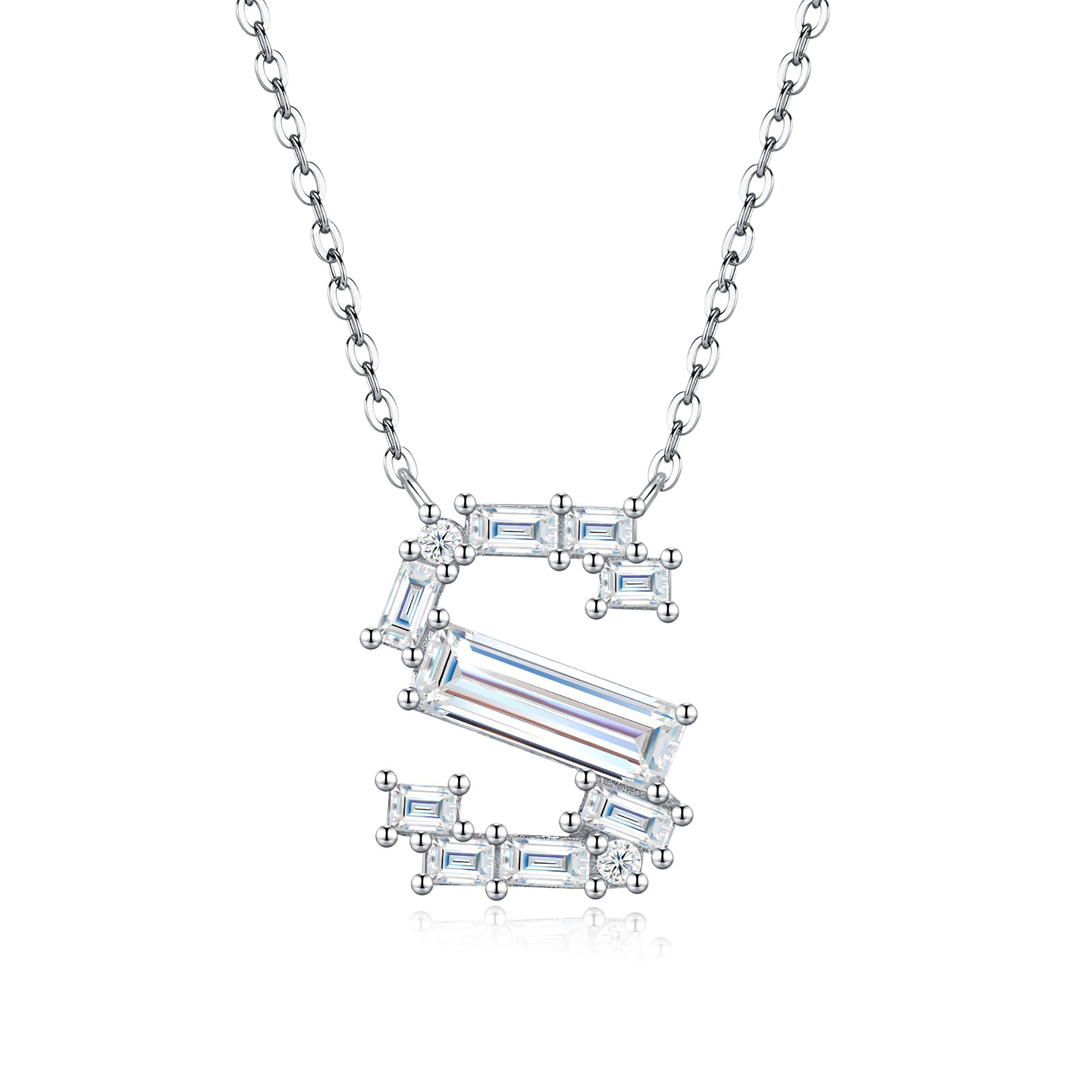 Valburga White Moissanite Initial Letter Necklace