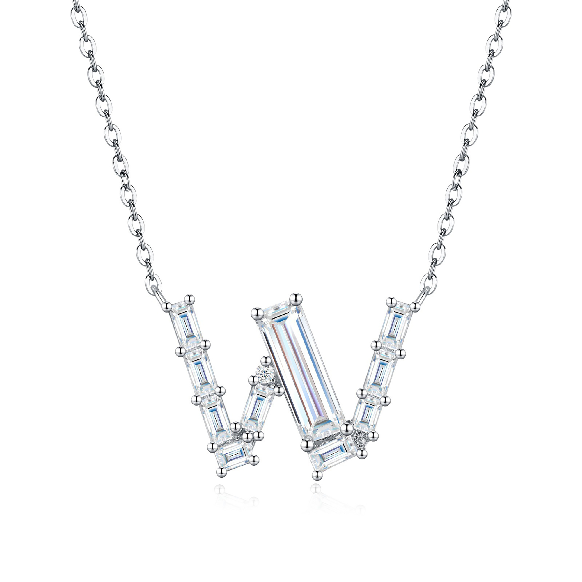 Valburga White Moissanite Initial Letter Necklace