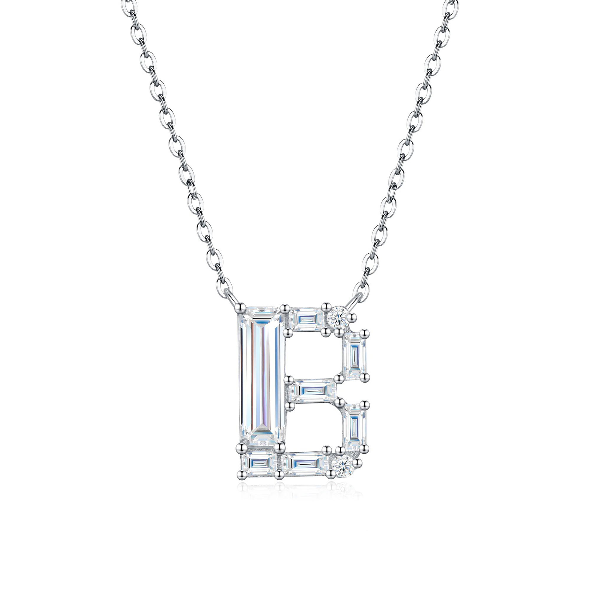 Valburga White Moissanite Initial Letter Necklace