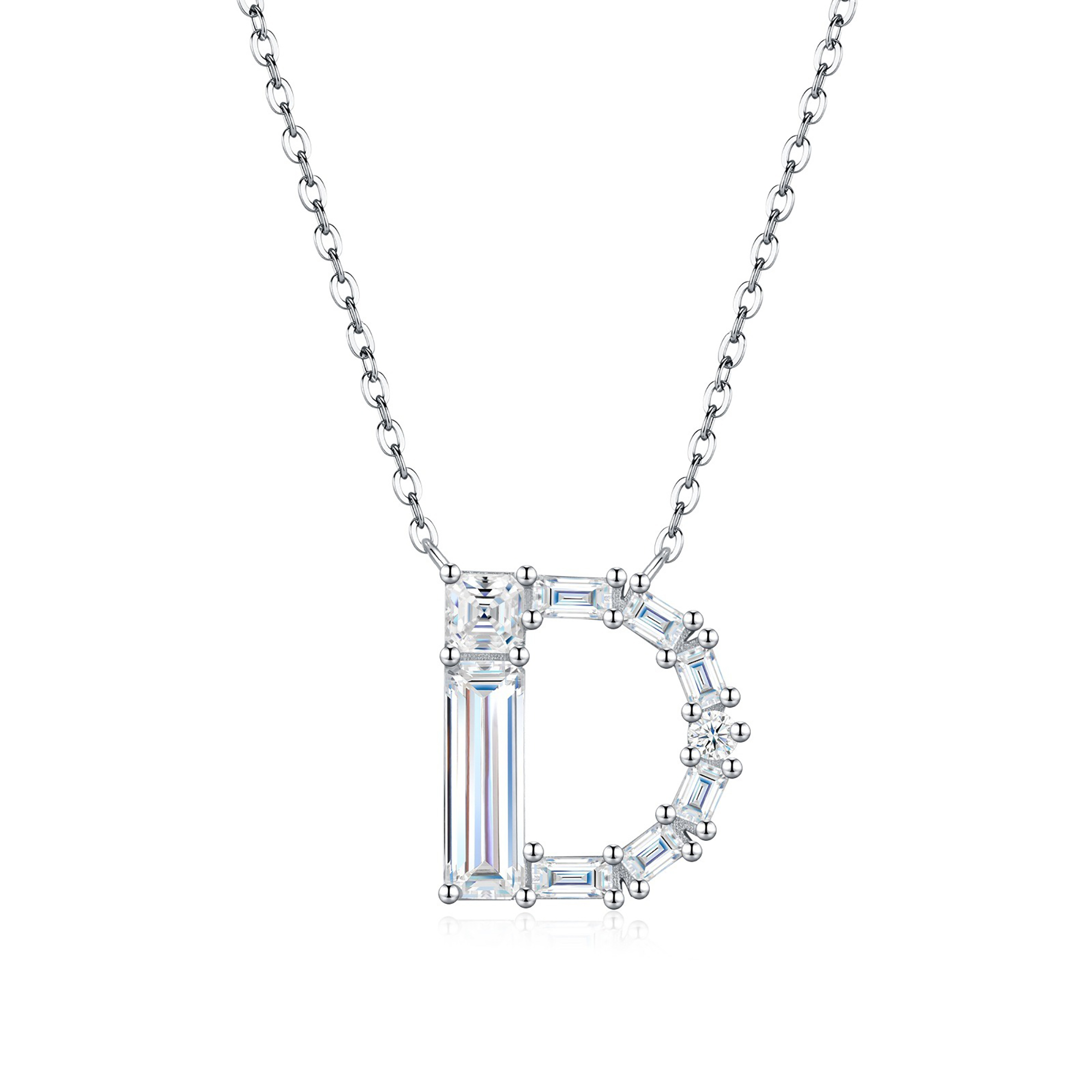 Valburga White Moissanite Initial Letter Necklace