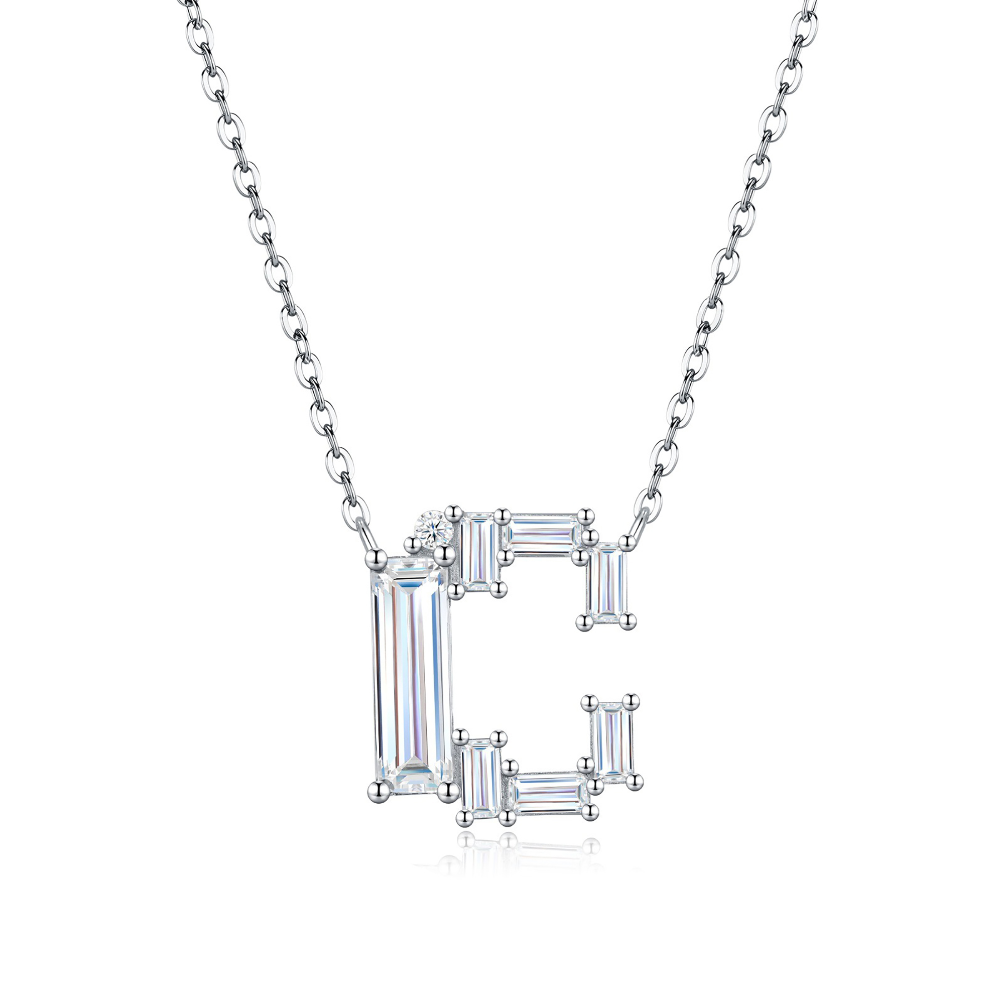 Valburga White Moissanite Initial Letter Necklace
