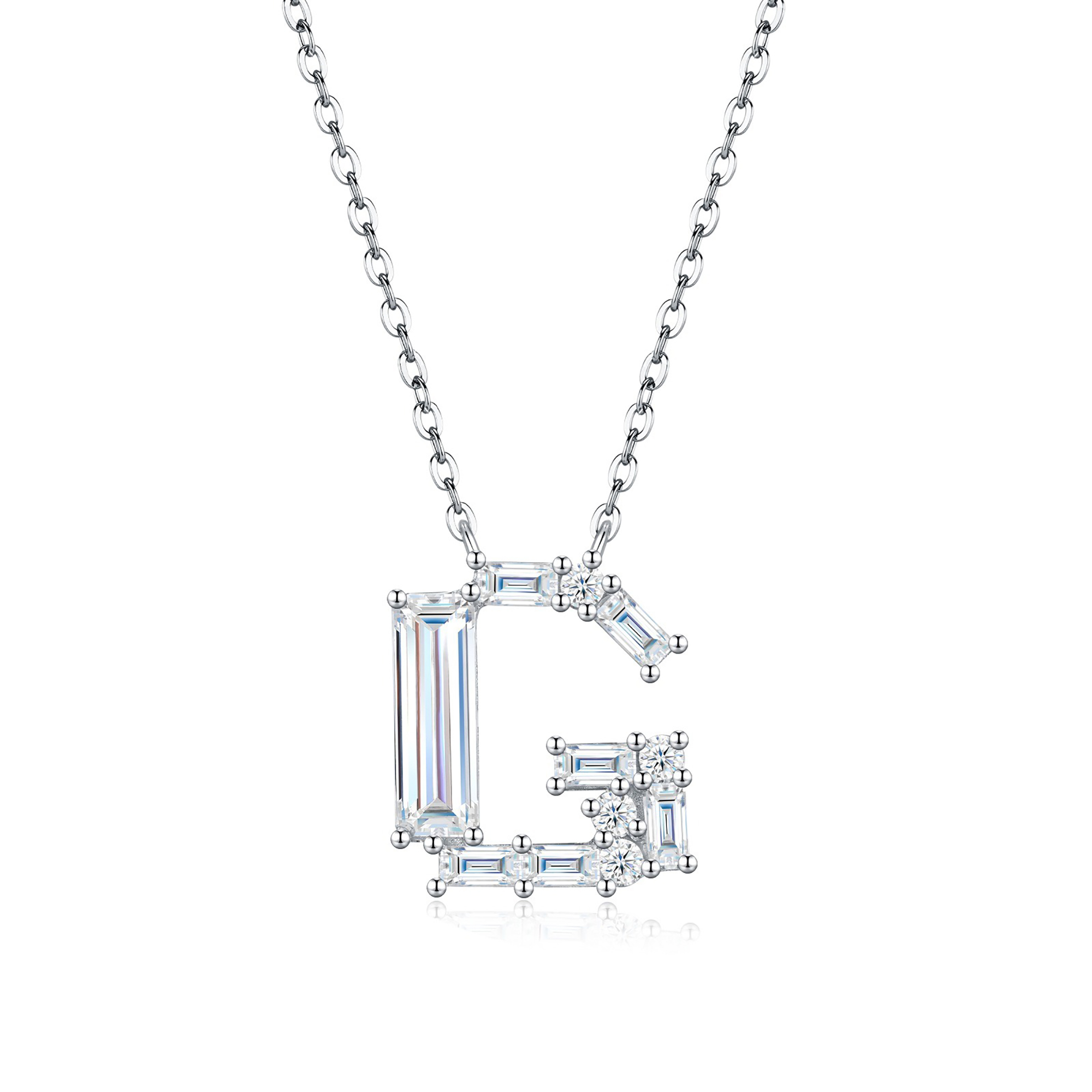 Valburga White Moissanite Initial Letter Necklace