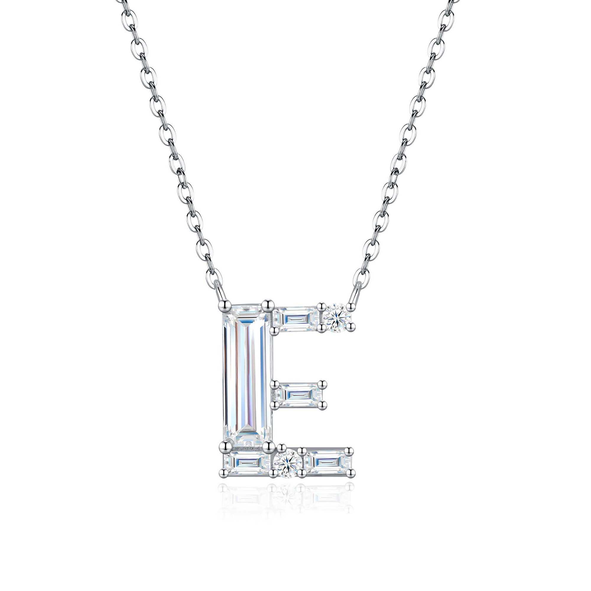 Valburga White Moissanite Initial Letter Necklace