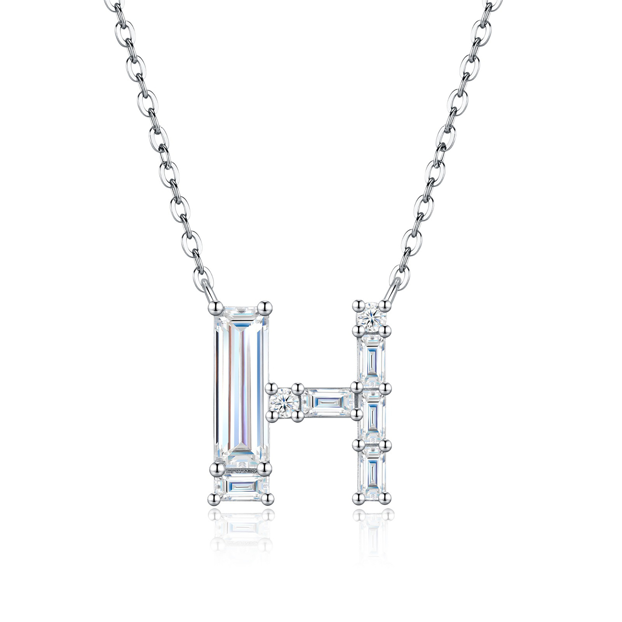 Valburga White Moissanite Initial Letter Necklace