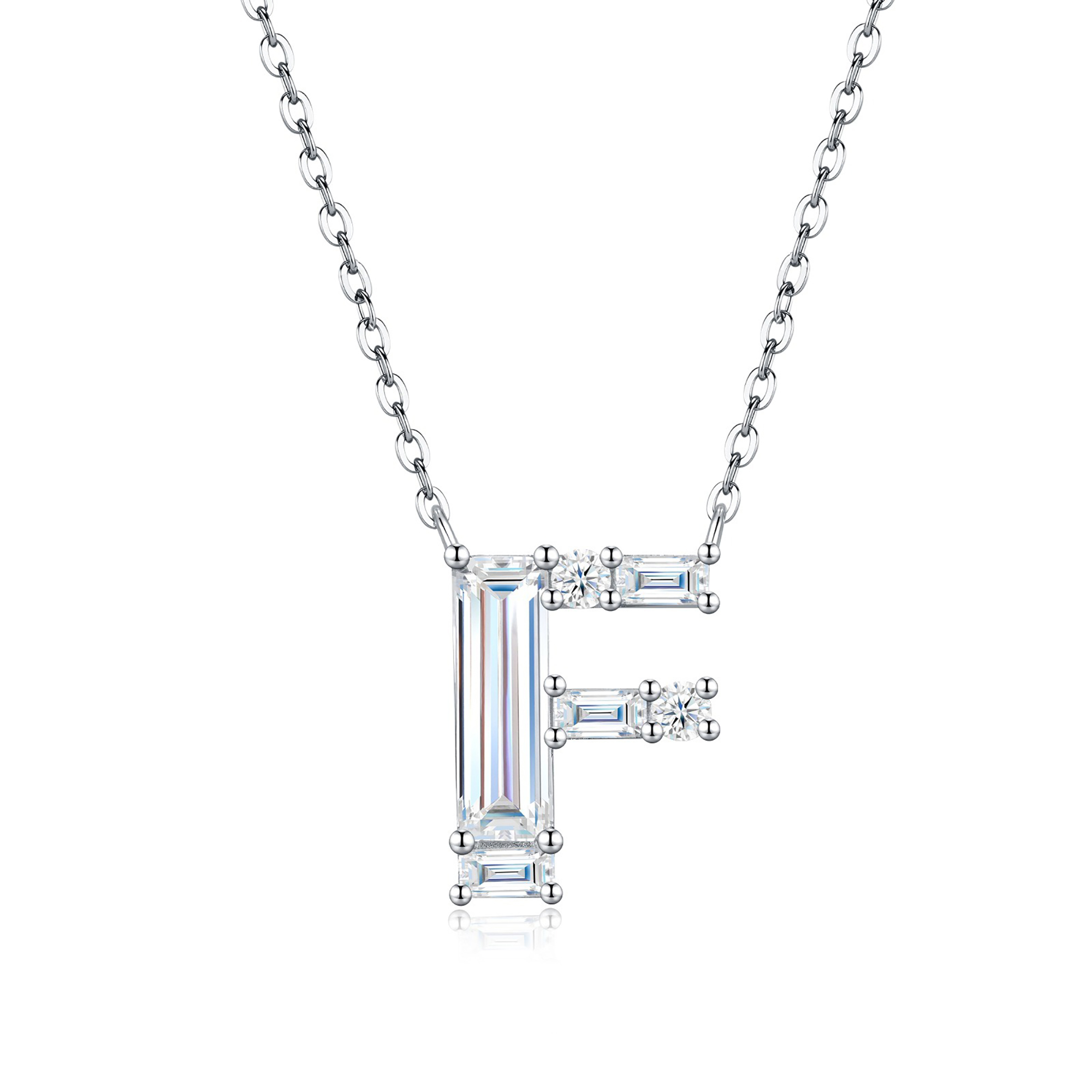 Valburga White Moissanite Initial Letter Necklace