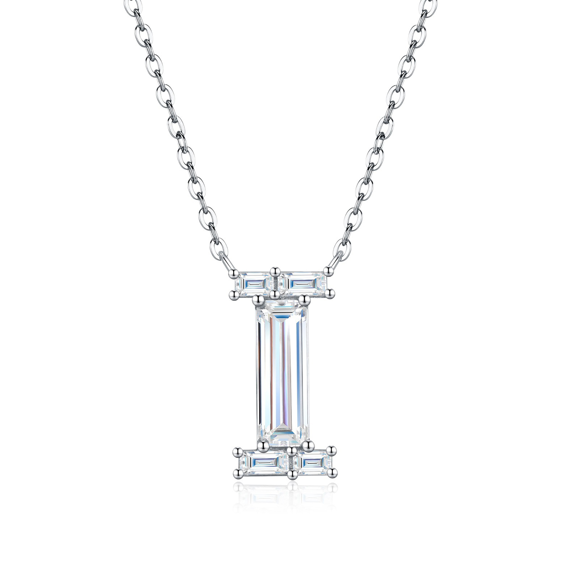 Valburga White Moissanite Initial Letter Necklace