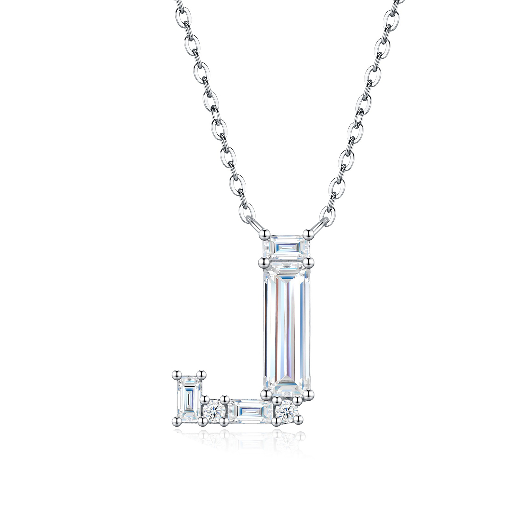 Valburga White Moissanite Initial Letter Necklace