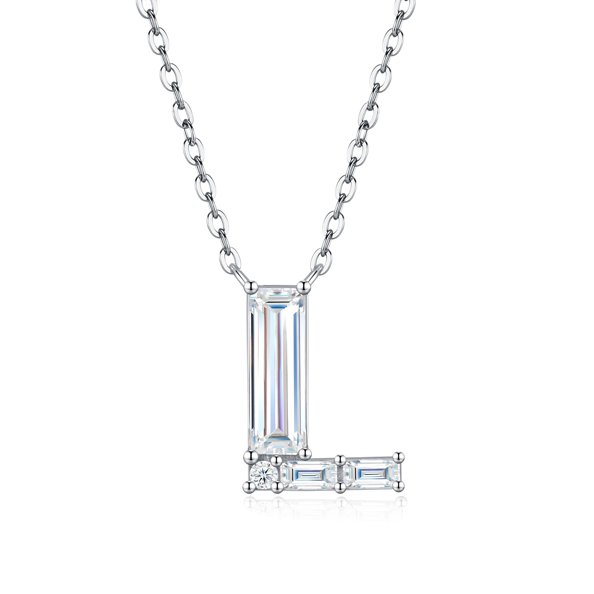 Valburga White Moissanite Initial Letter Necklace