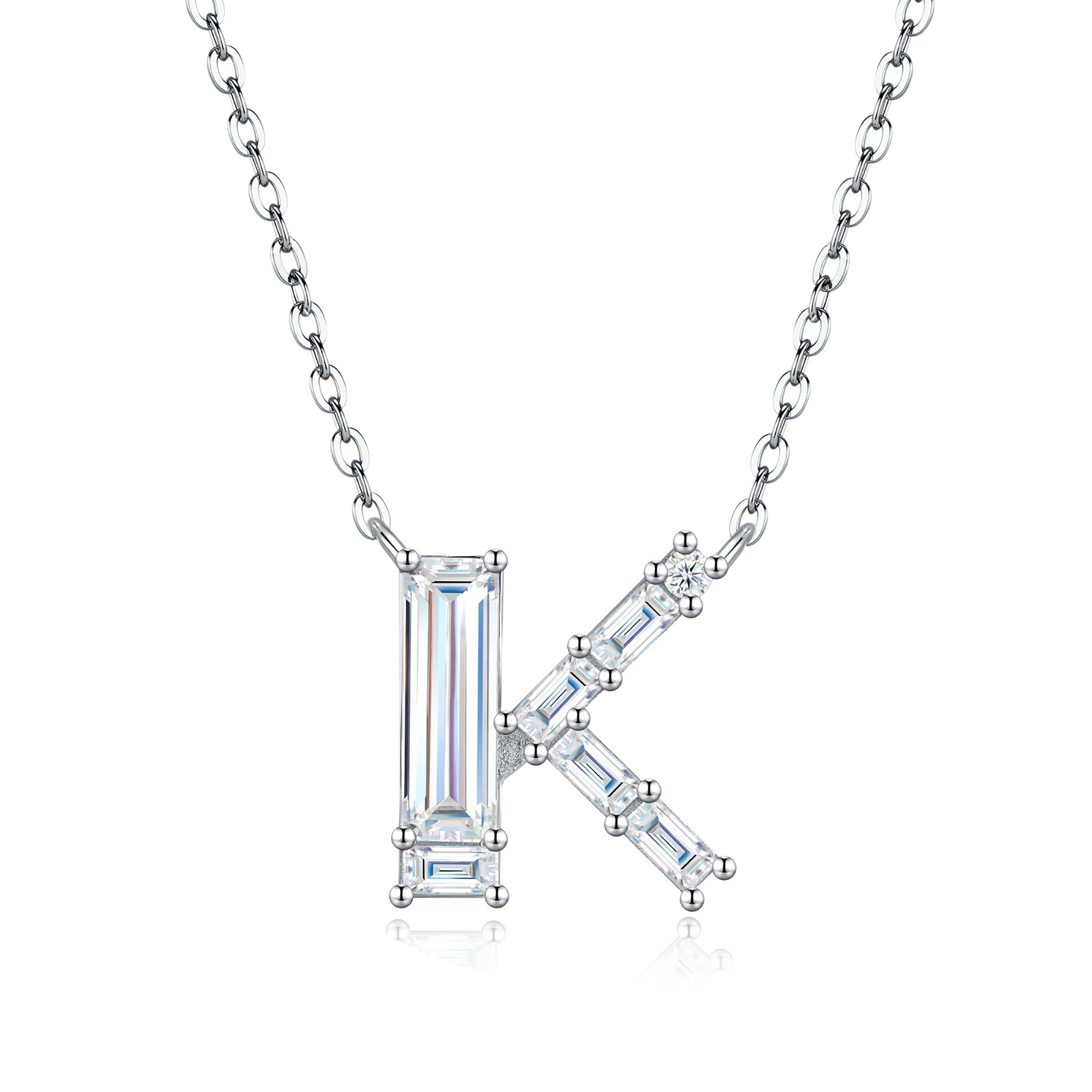 Valburga White Moissanite Initial Letter Necklace