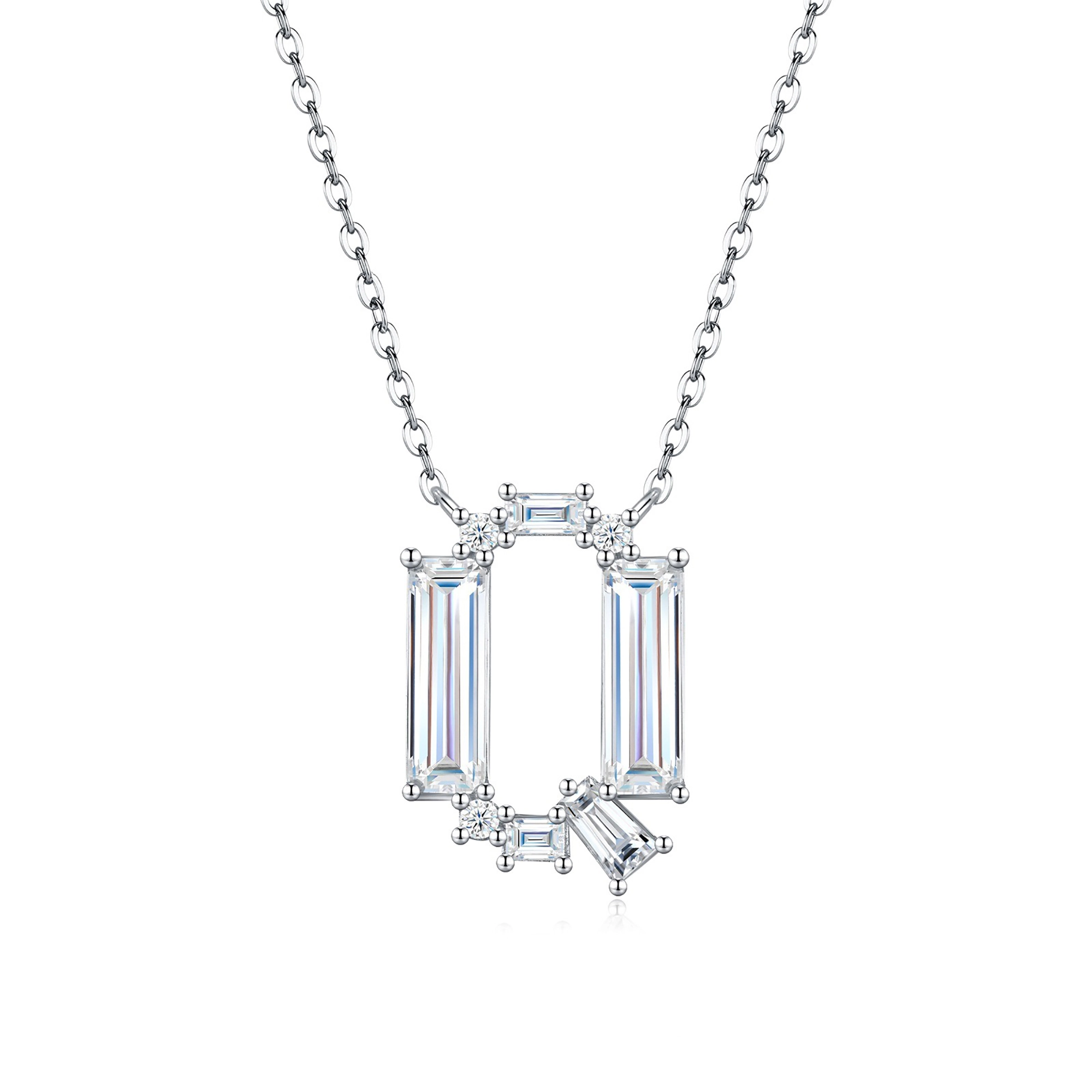 Valburga White Moissanite Initial Letter Necklace
