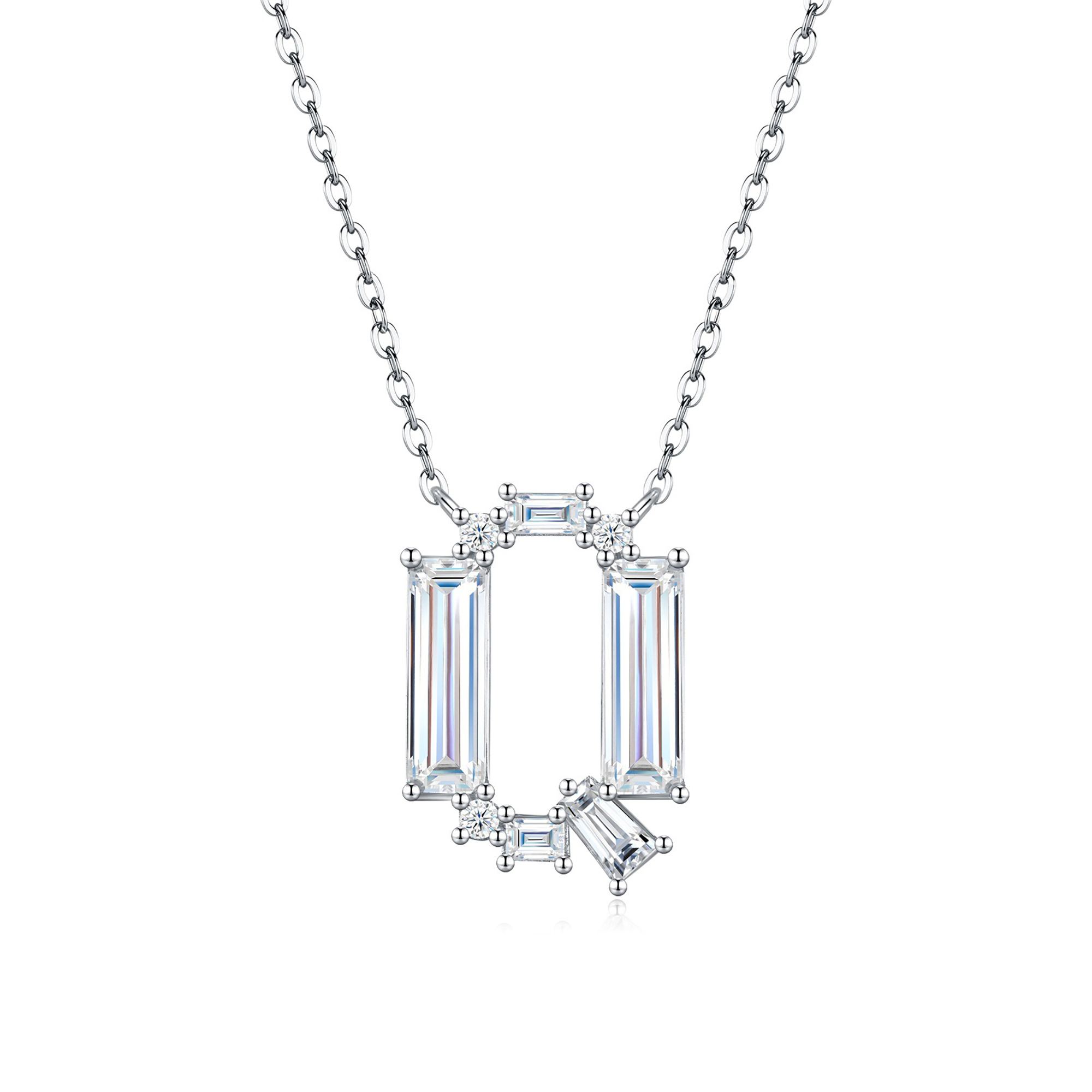 Valburga White Moissanite Initial Letter Necklace