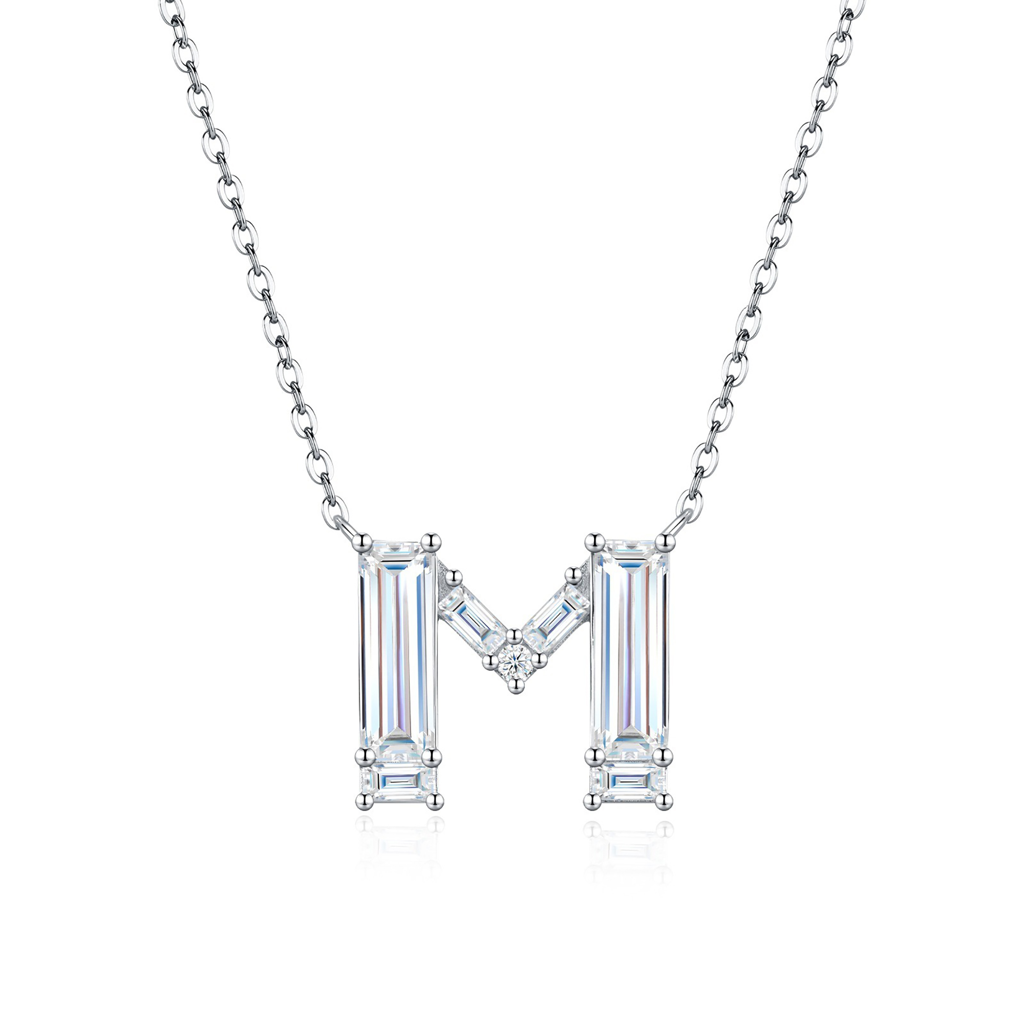 Valburga White Moissanite Initial Letter Necklace