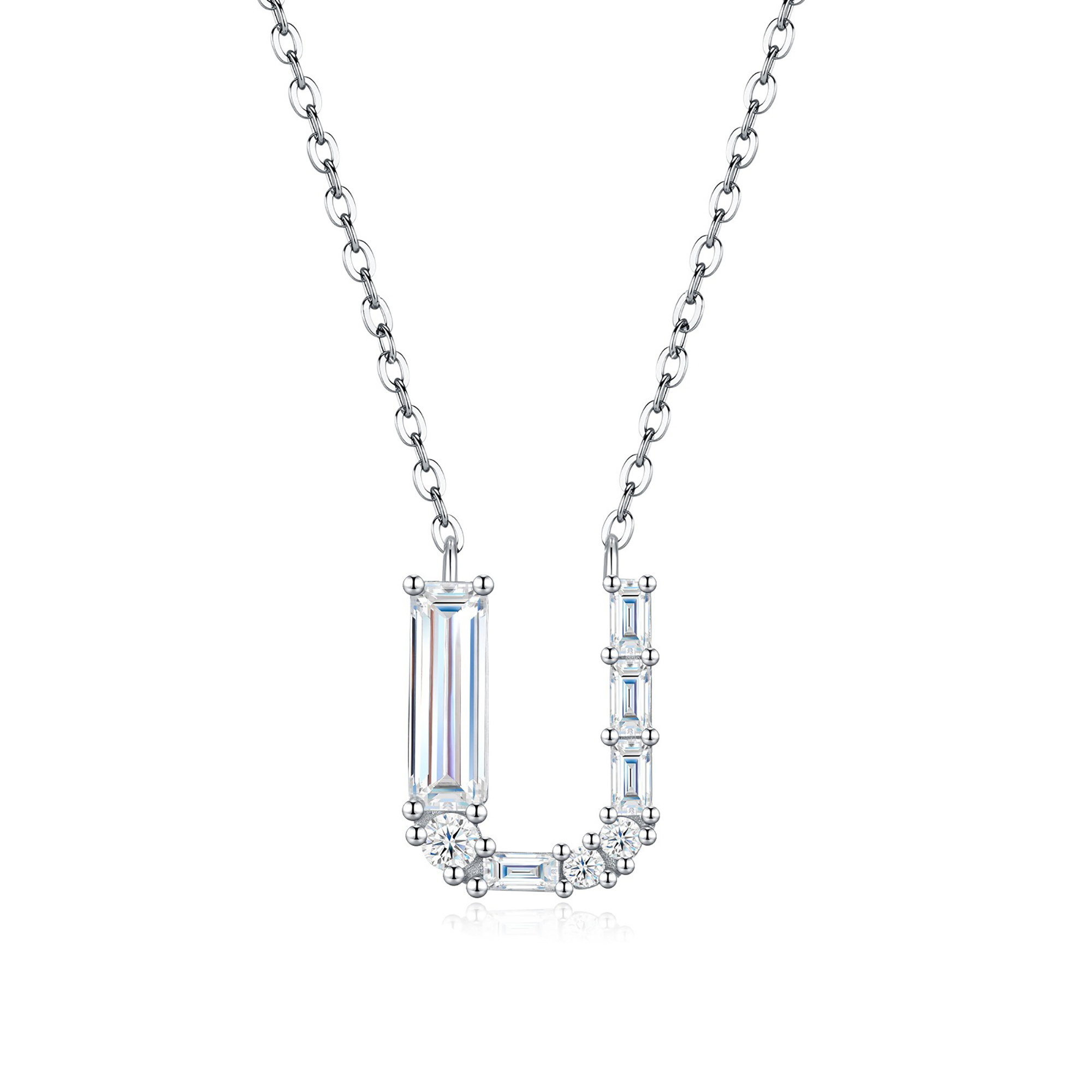 Valburga White Moissanite Initial Letter Necklace