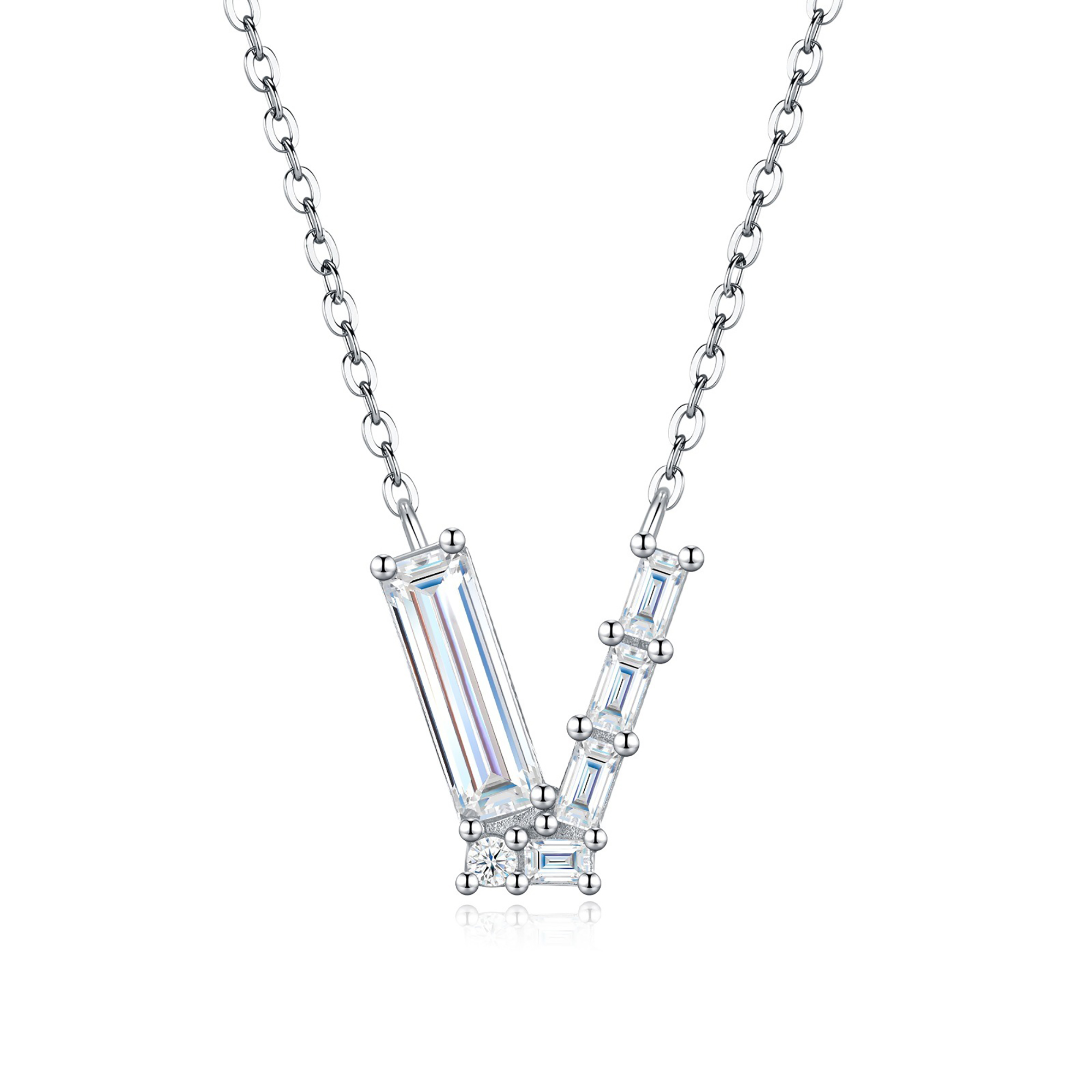Valburga White Moissanite Initial Letter Necklace