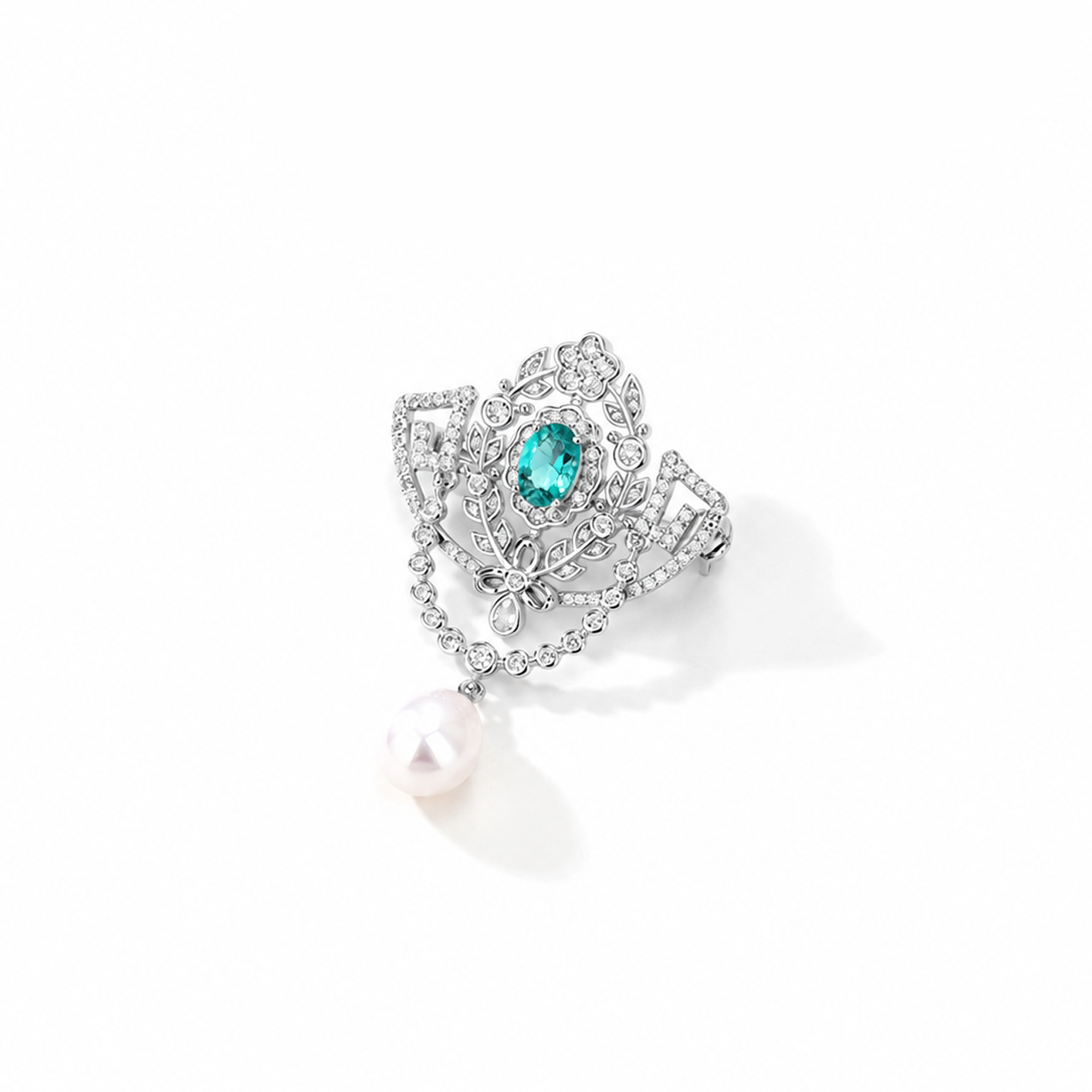 Valesca Green Oval Pearl Brooch