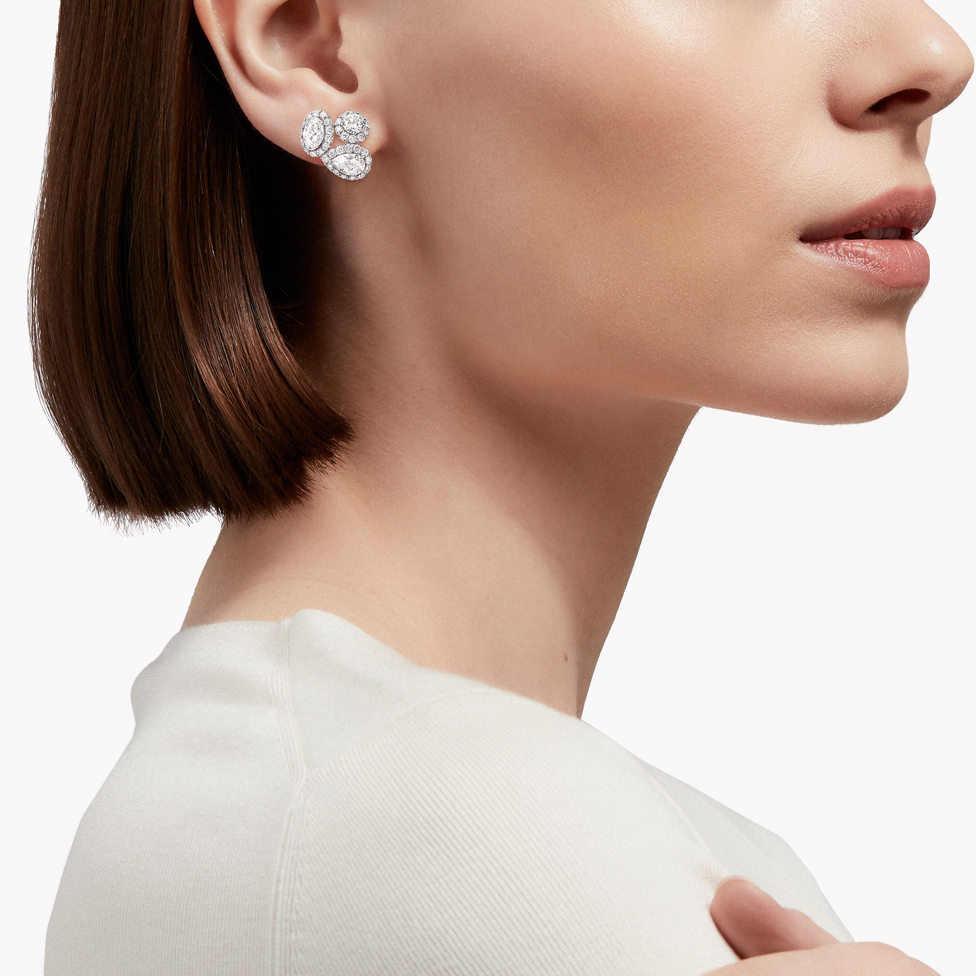 Vincentia White Mixed Shape Stud Earrings