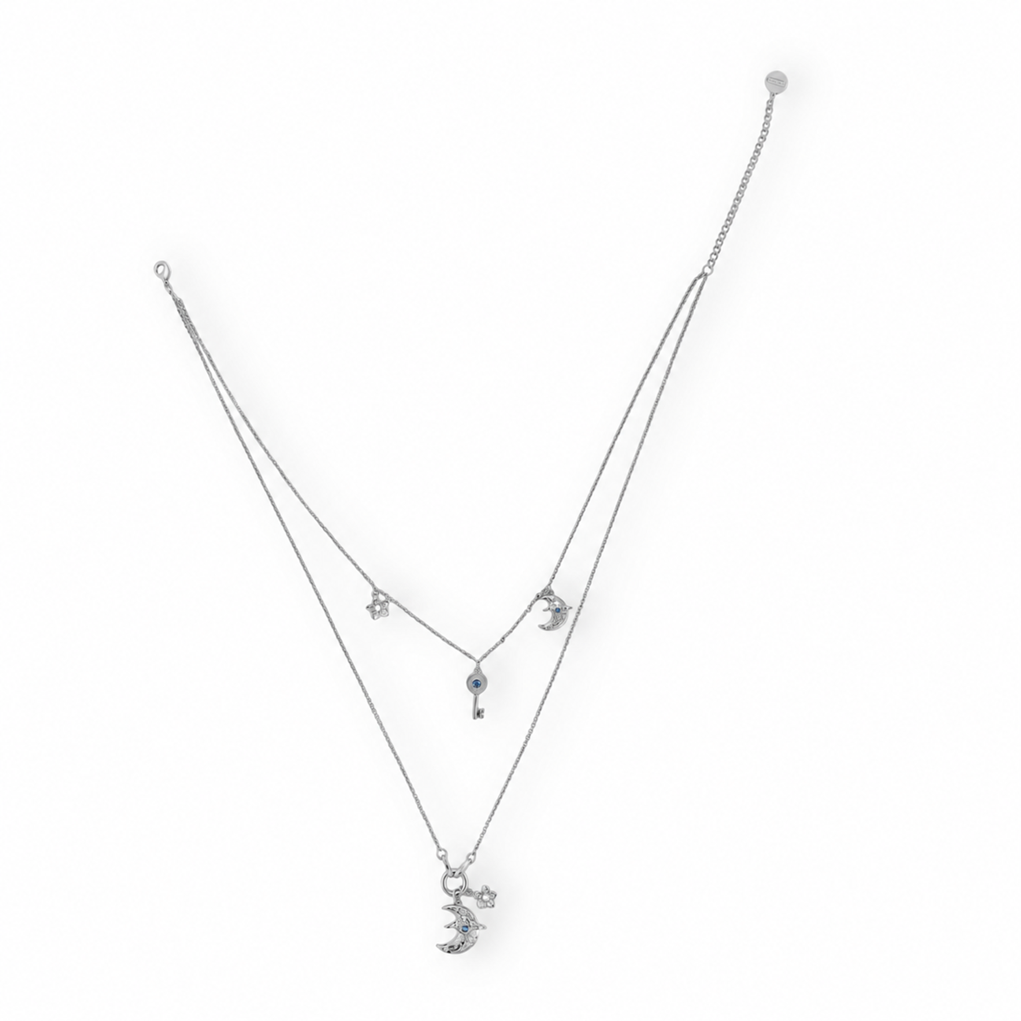 Vincenza 18K Gold Double-Layer Moon Key Floral Necklace
