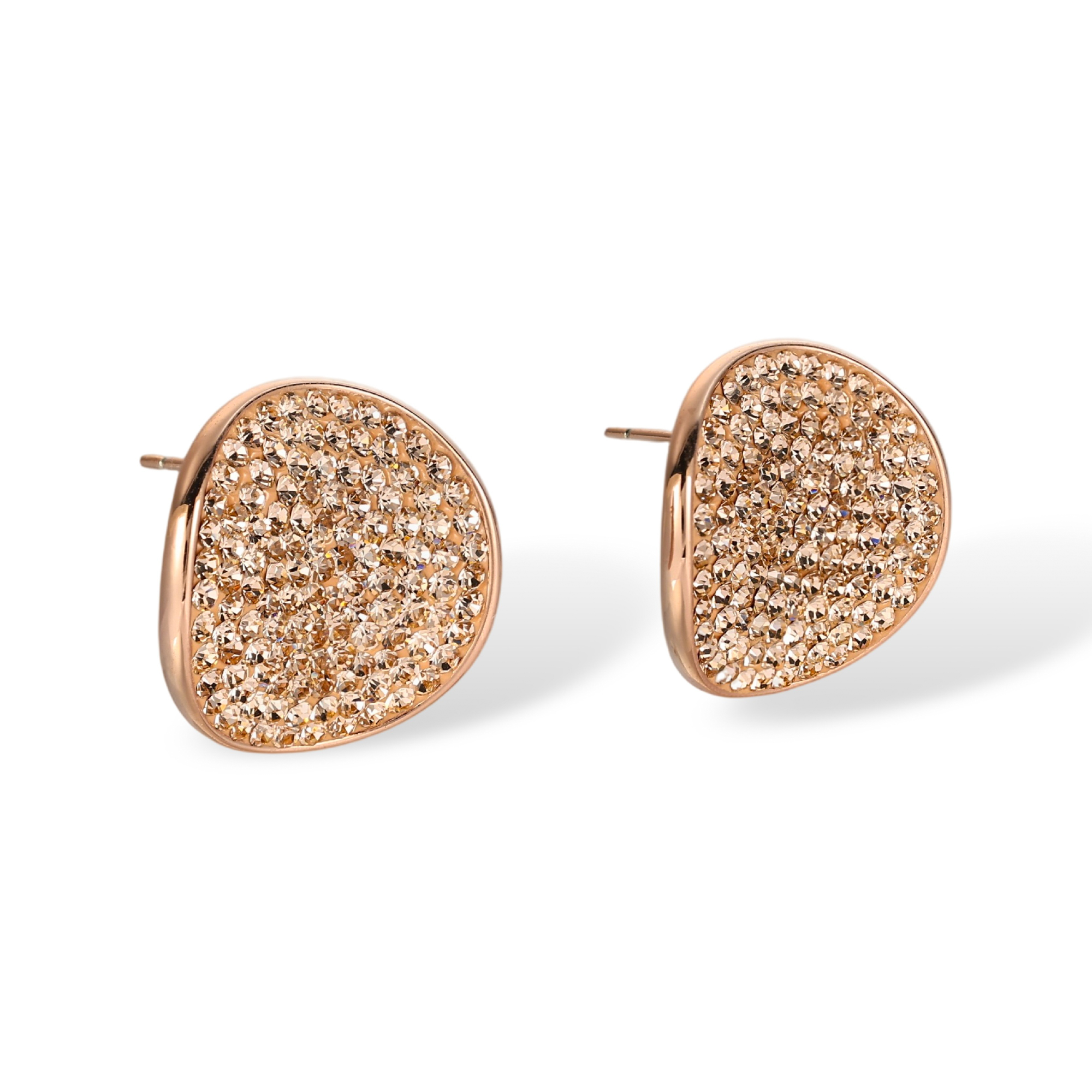 Violante Rose Gold Irregular Disc Stud Earrings