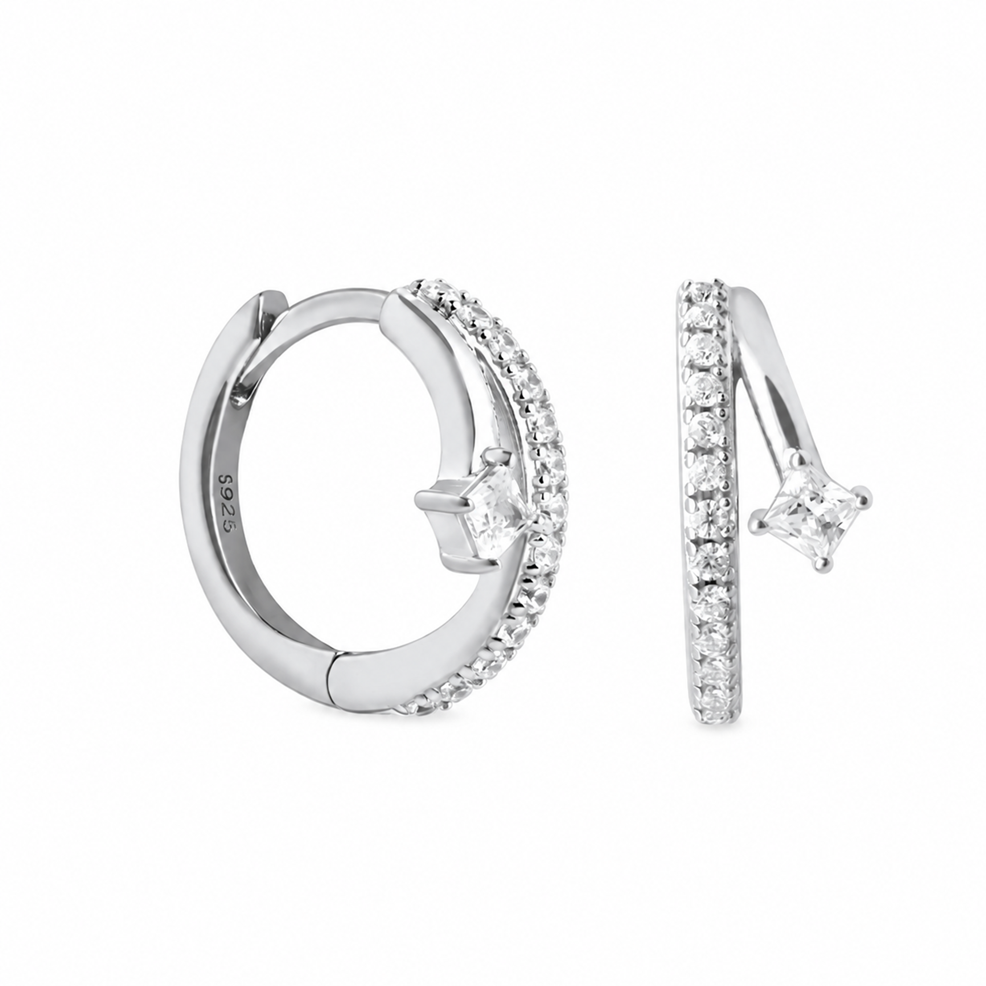 Walfriede 18K Gold Square Round Hoop Earrings