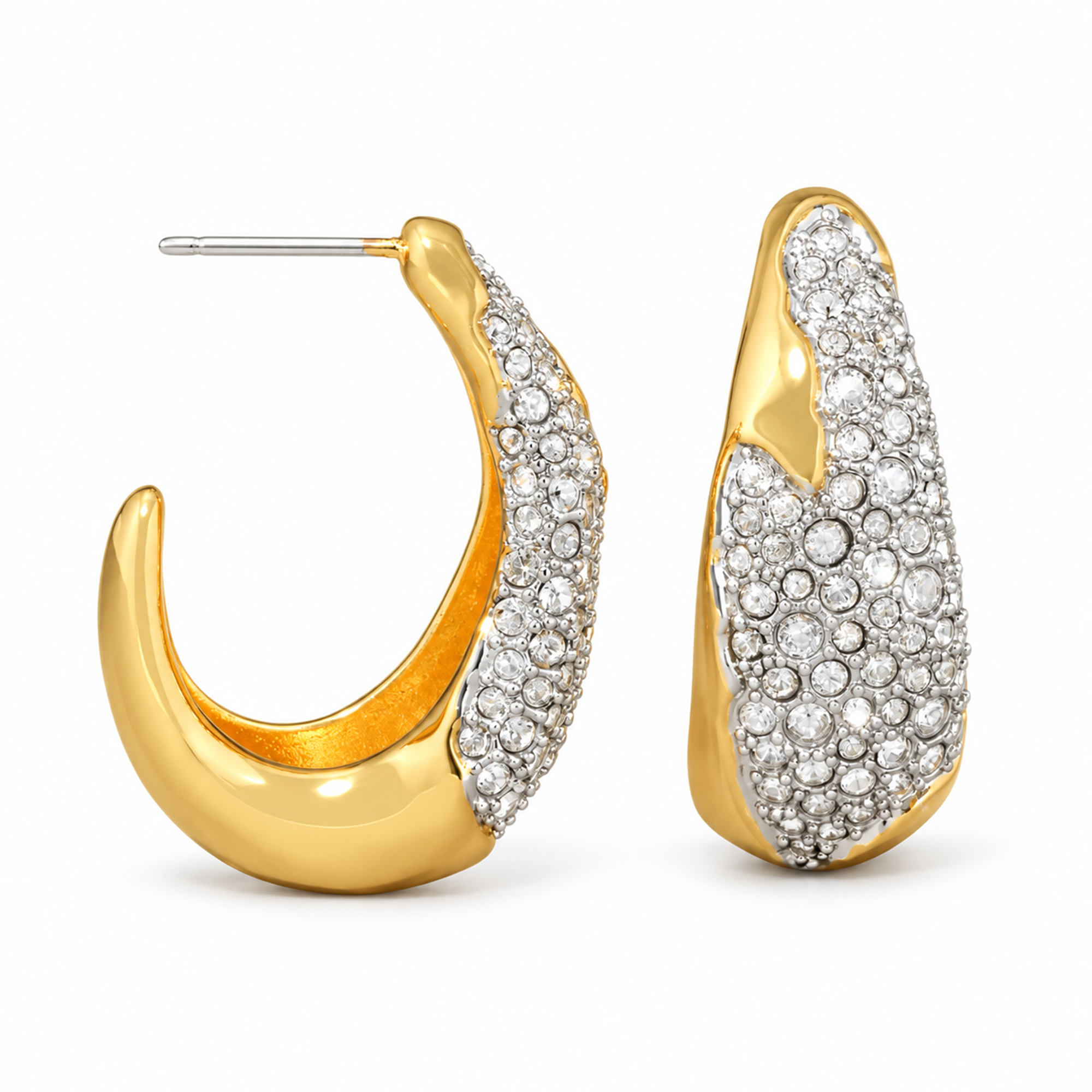 Wetta 18K Gold Pavé C-Shape Earrings