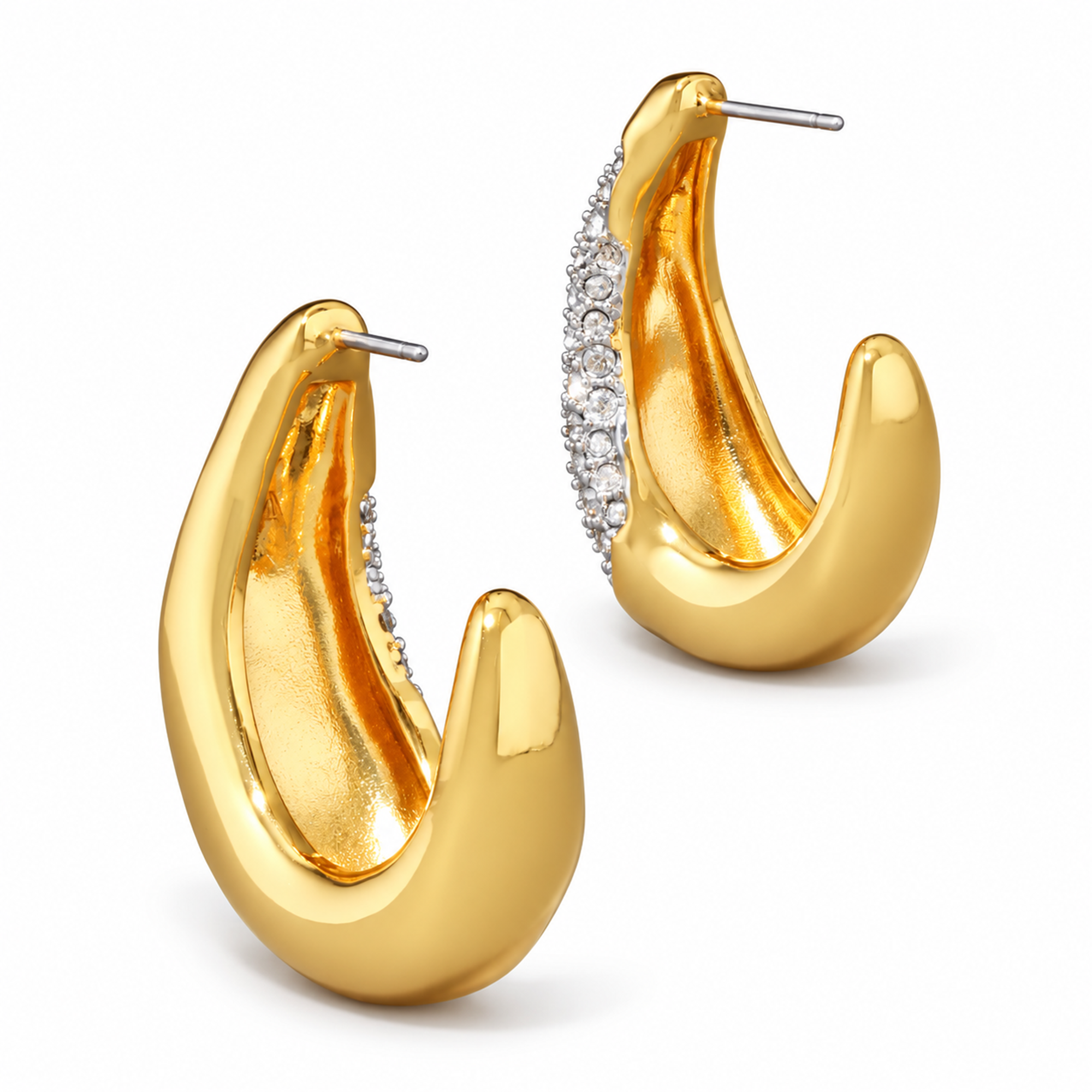 Wetta 18K Gold Pavé C-Shape Earrings