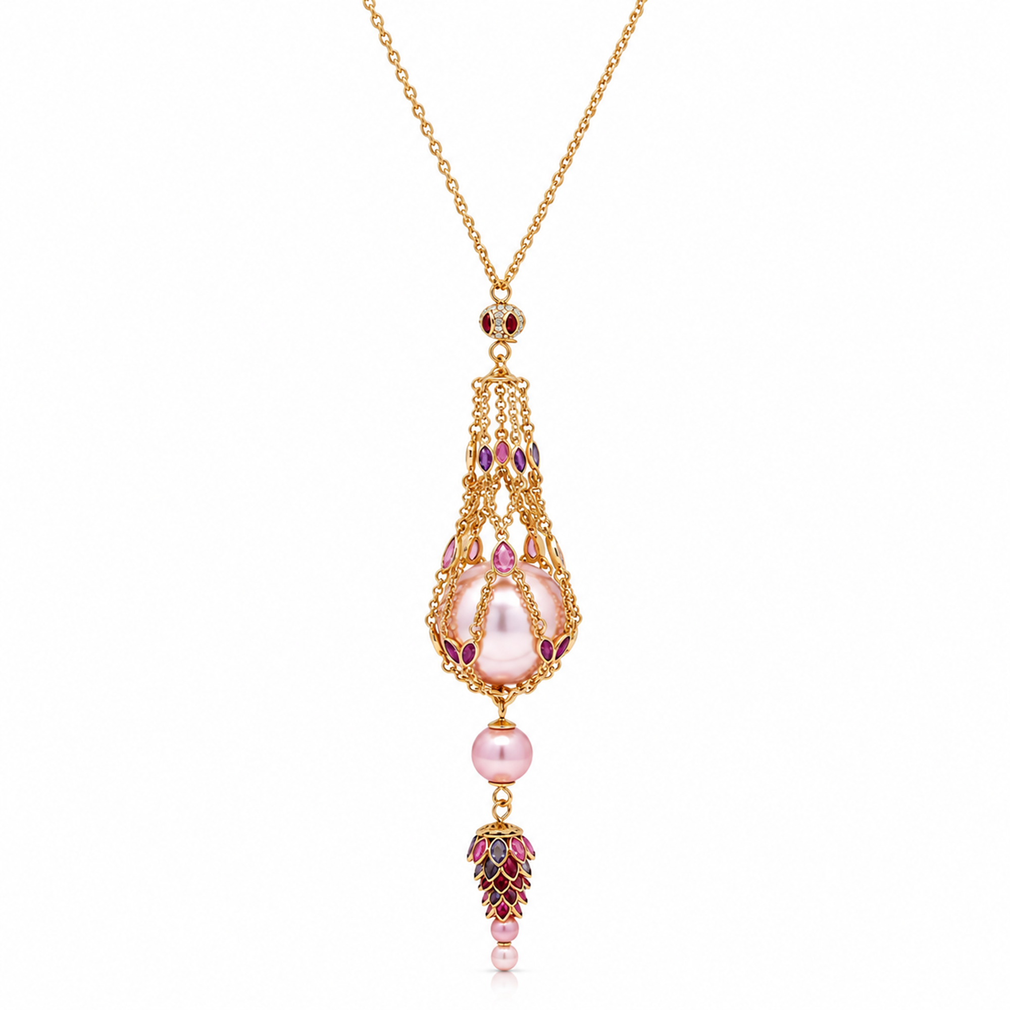 Wiemke Pink Pearl Cage Necklace