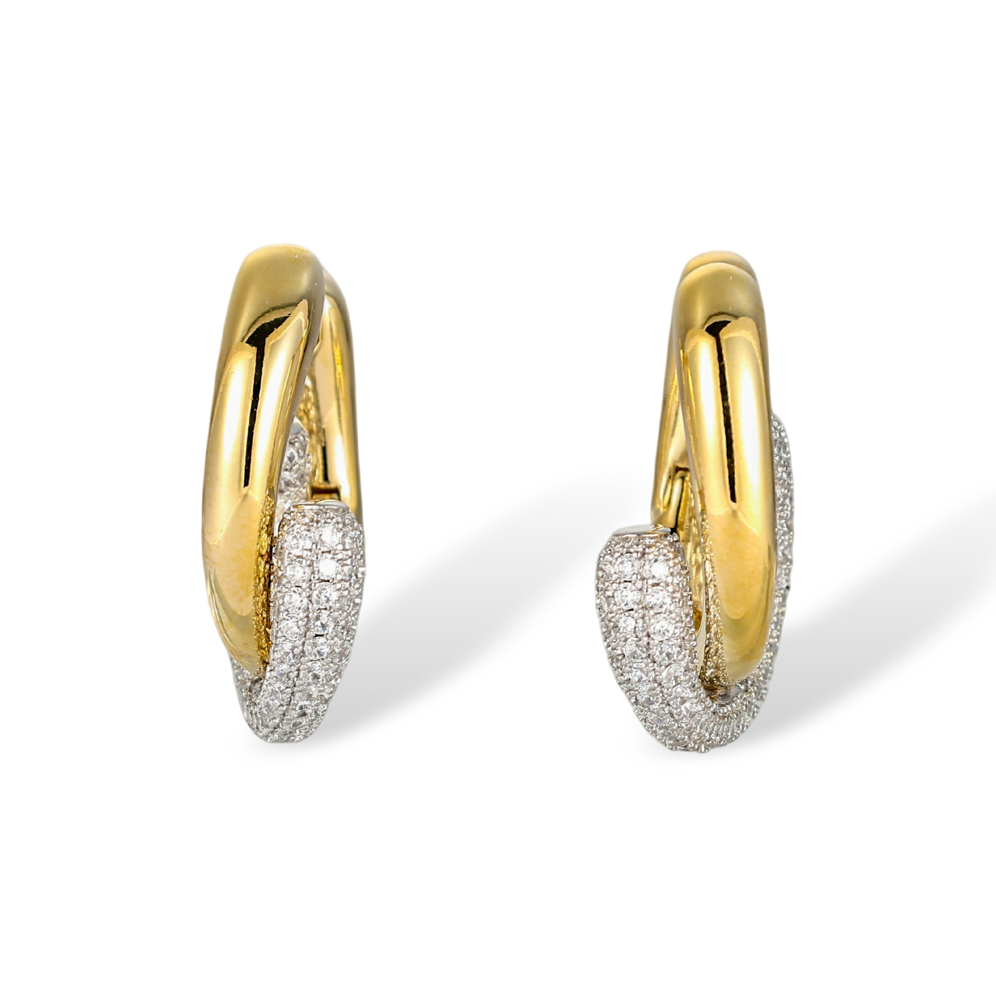 Wilfrida Two Tone Crossover Curved Earrings