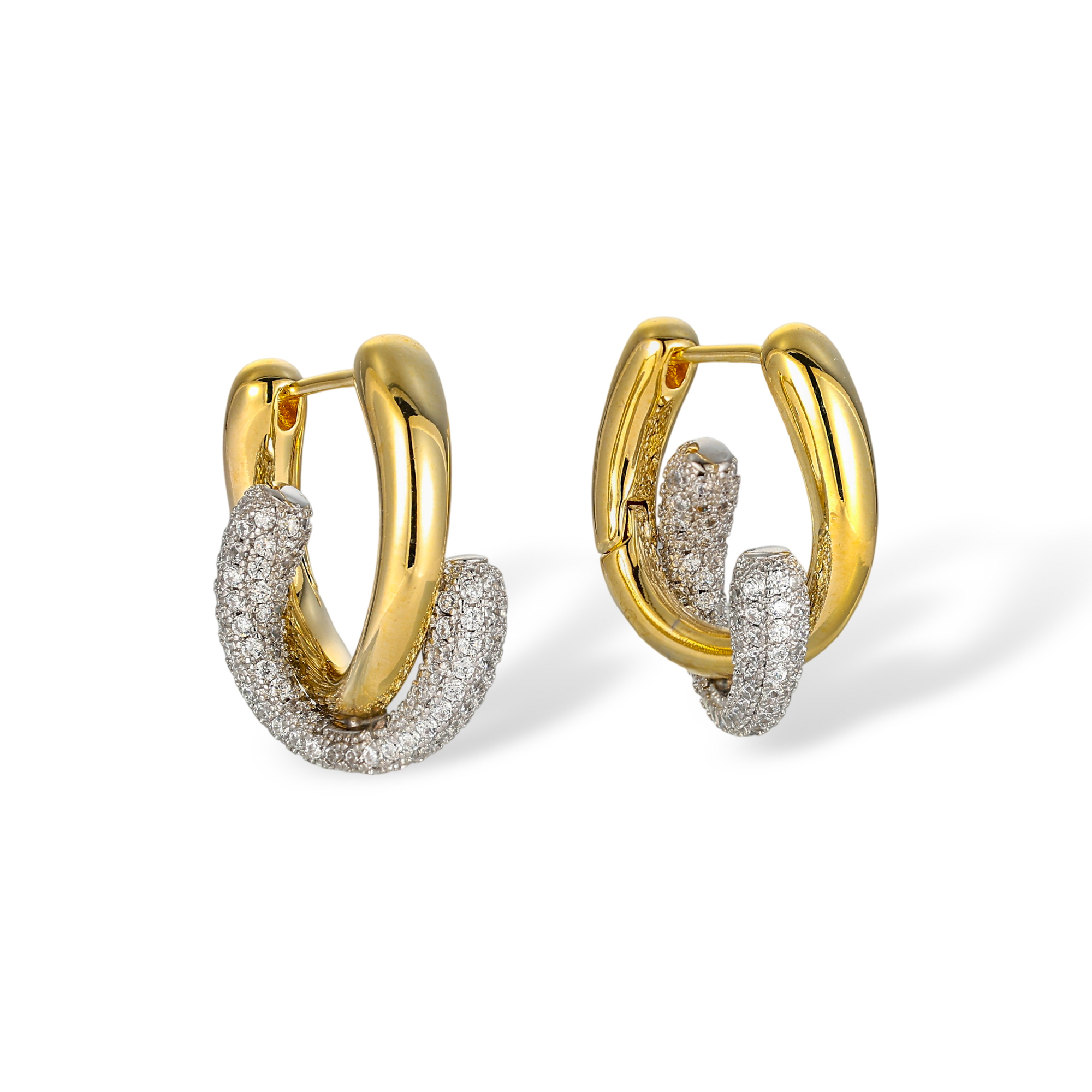 Wilfrida Two Tone Crossover Curved Earrings