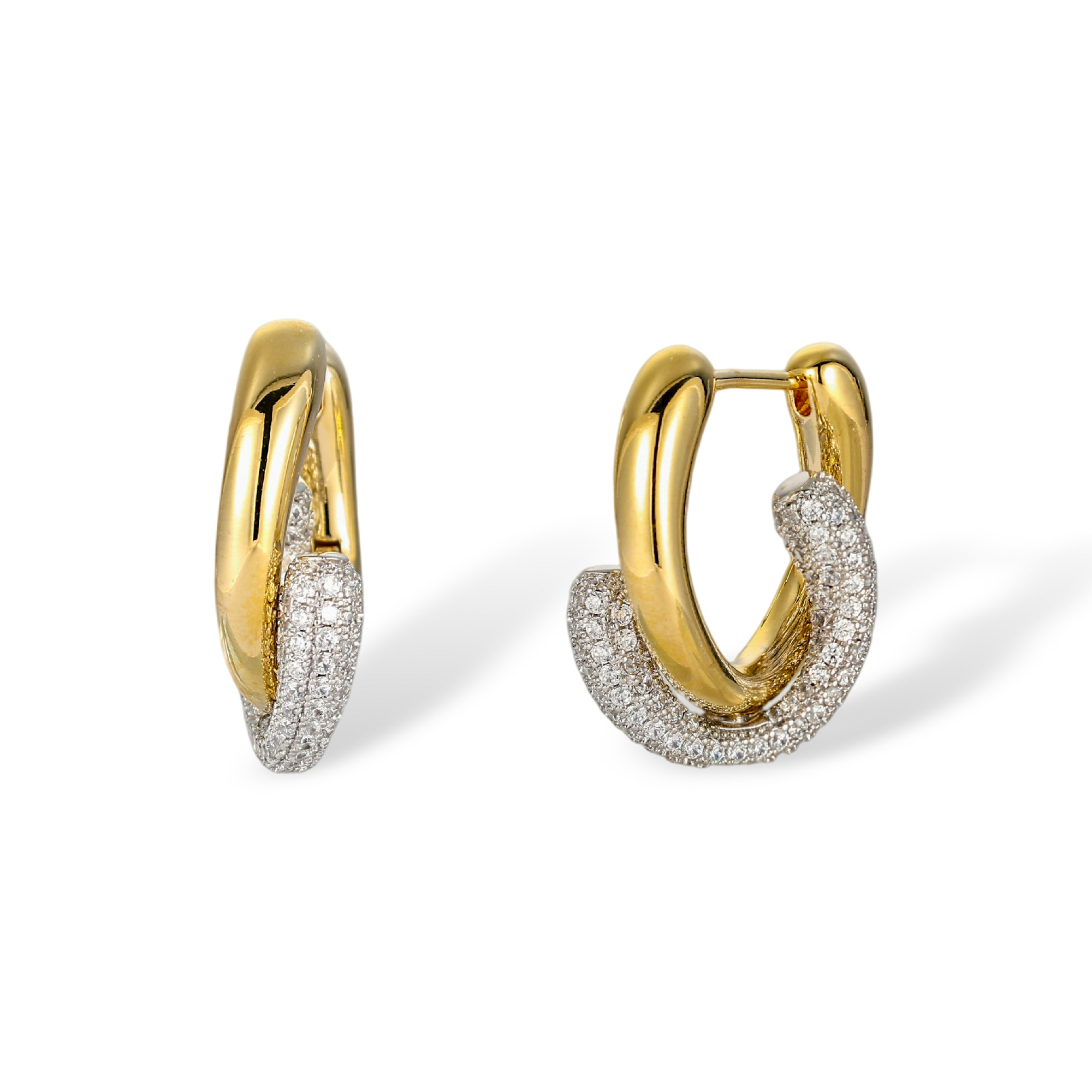 Wilfrida Two Tone Crossover Curved Earrings
