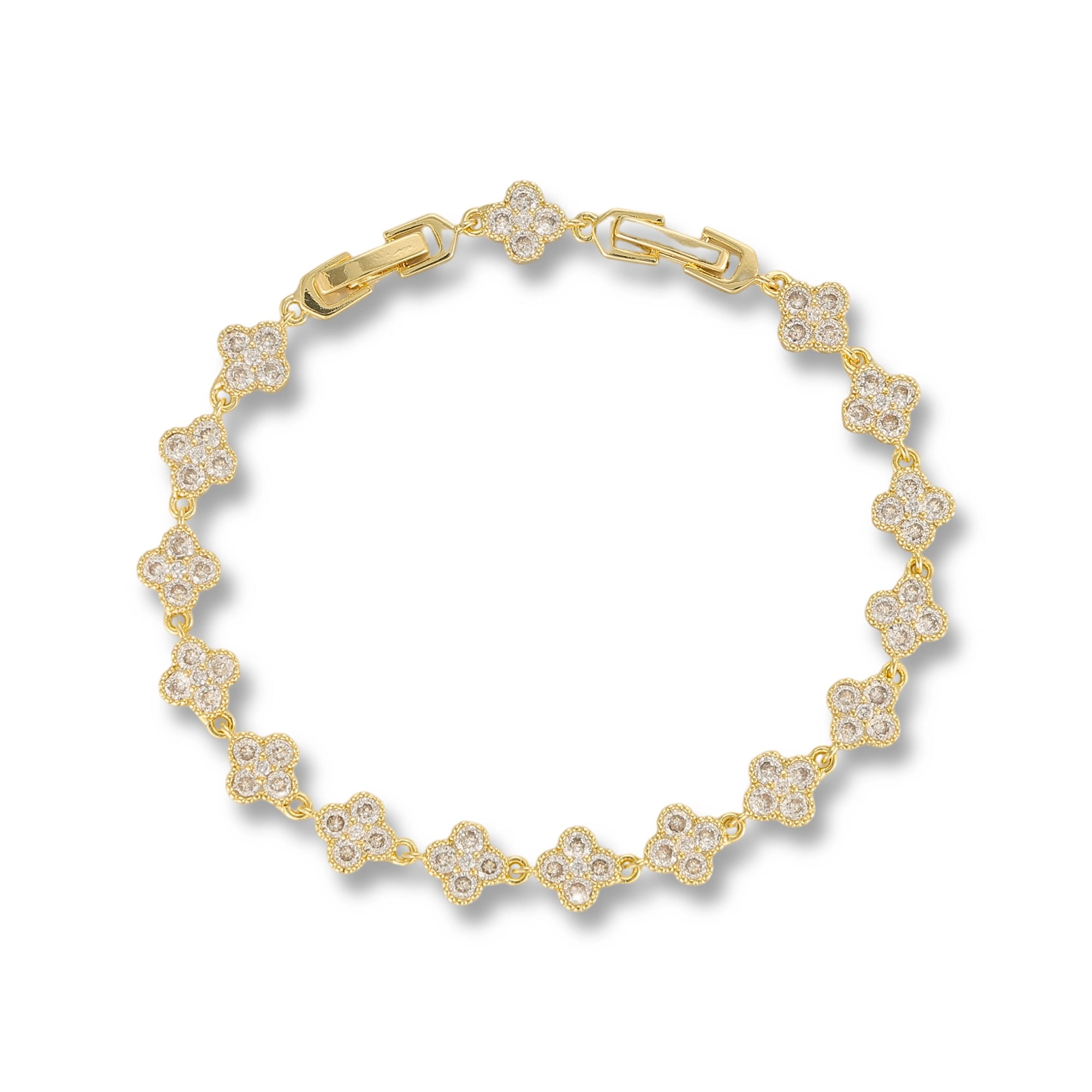 Wilfriede 14K Gold Trèfle Tennis Bracelet
