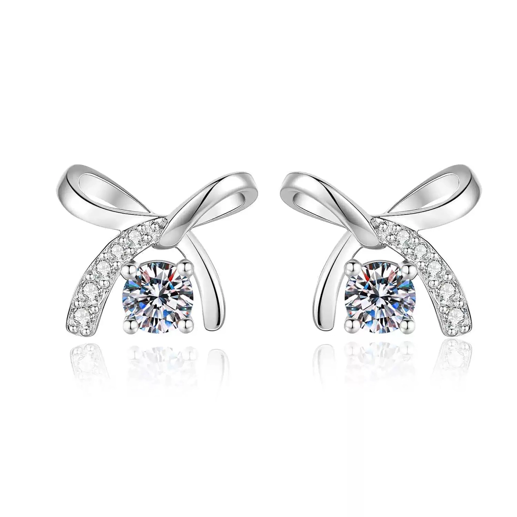Wiltrud White Butterfly Bow Earrings
