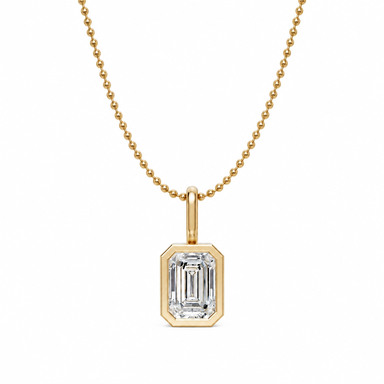 Xanthe 18K Gold Bezel Rectangular Bead Necklace