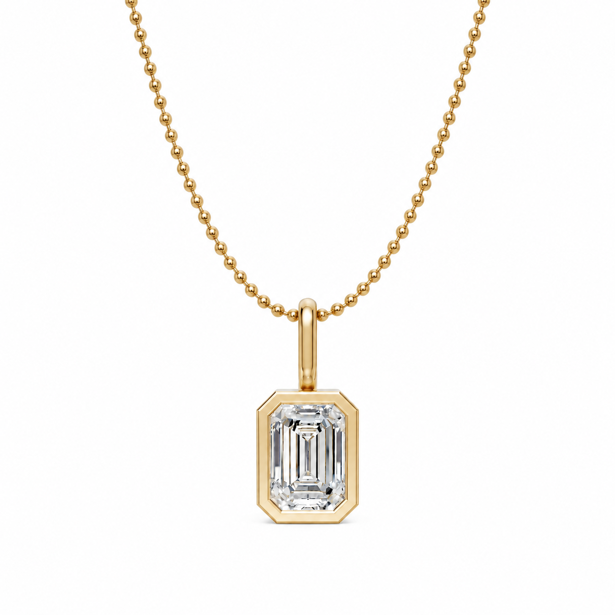 Xanthe 18K Gold Bezel Rectangular Bead Necklace