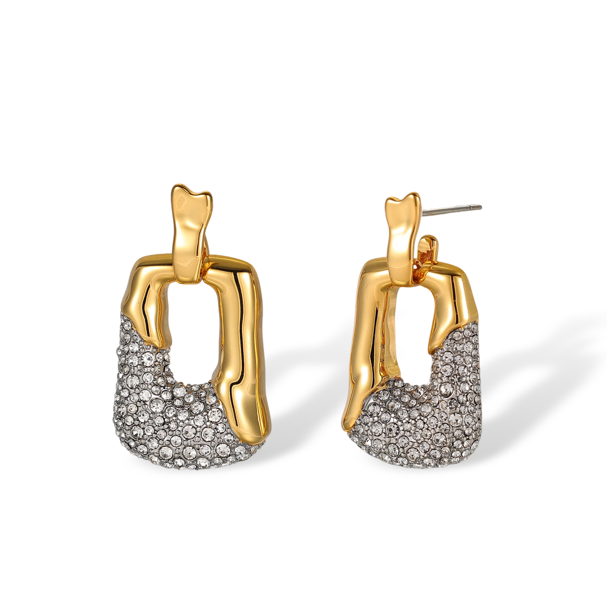 Xanthia Two Tone Irregular Rectangular Drop Earrings