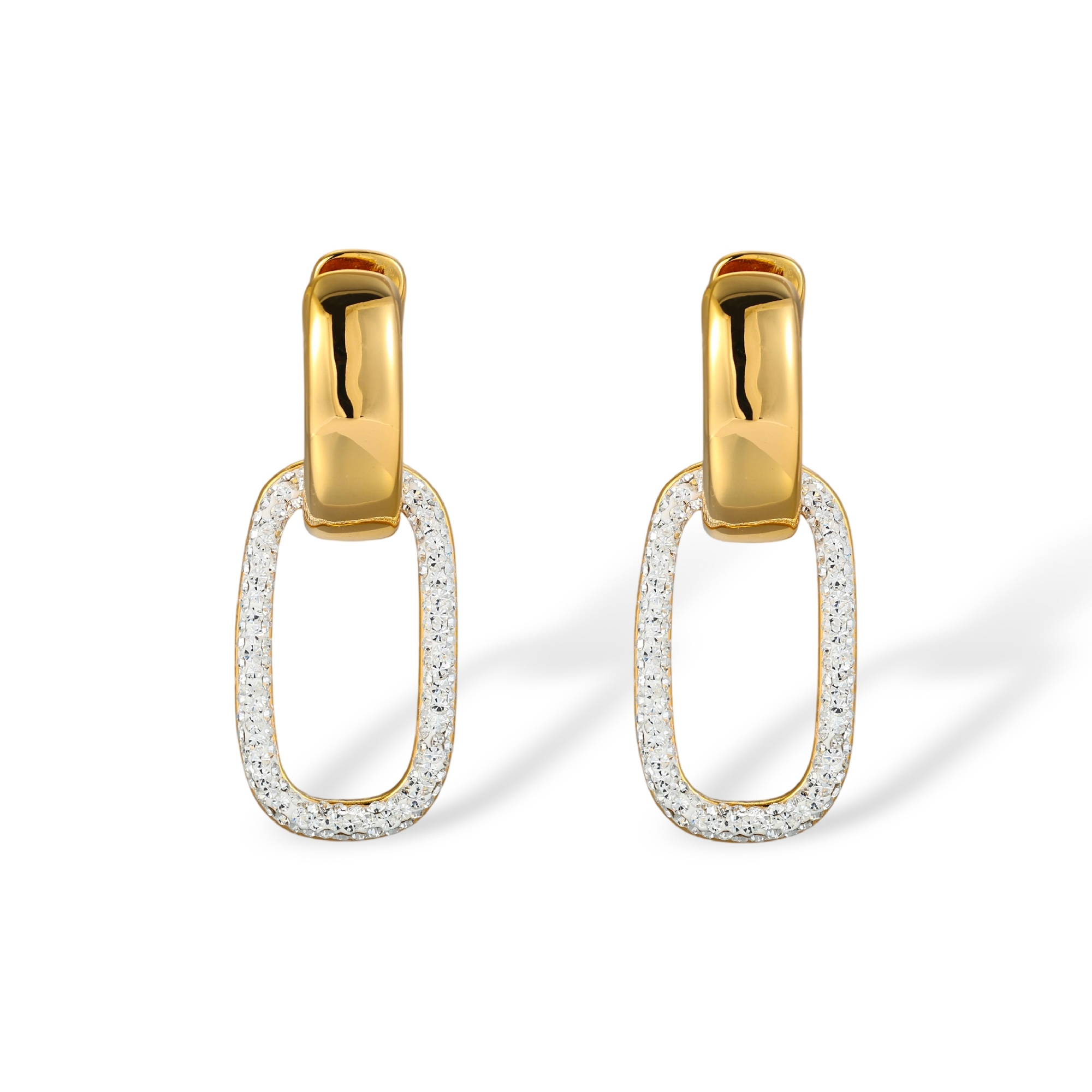 Xanthippa Two Tone Paperclip Pavé Link Drop Earrings