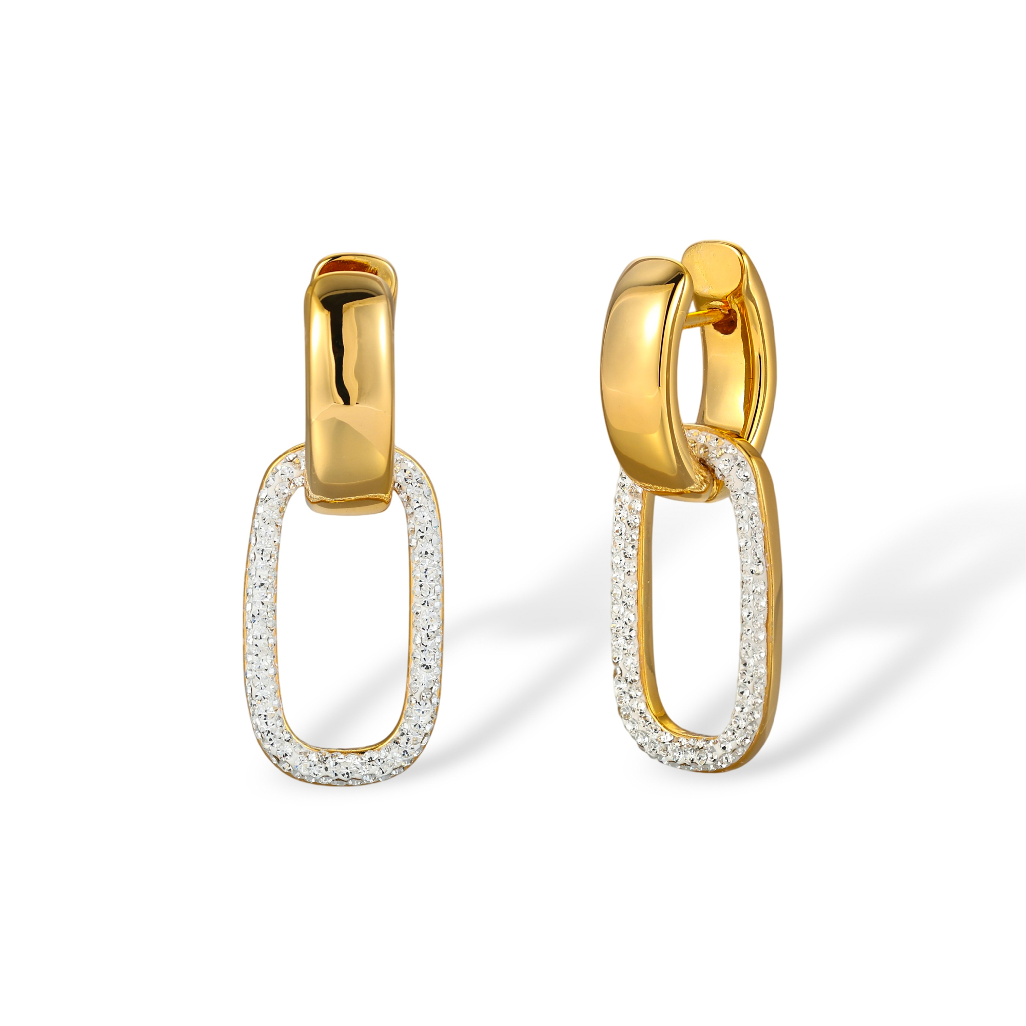 Xanthippa Two Tone Paperclip Pavé Link Drop Earrings