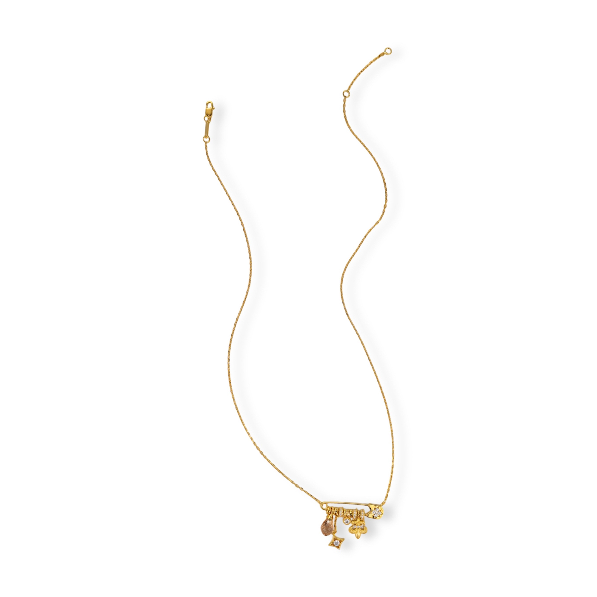 Xylona 18K Gold Safety Pin Starburst Necklace