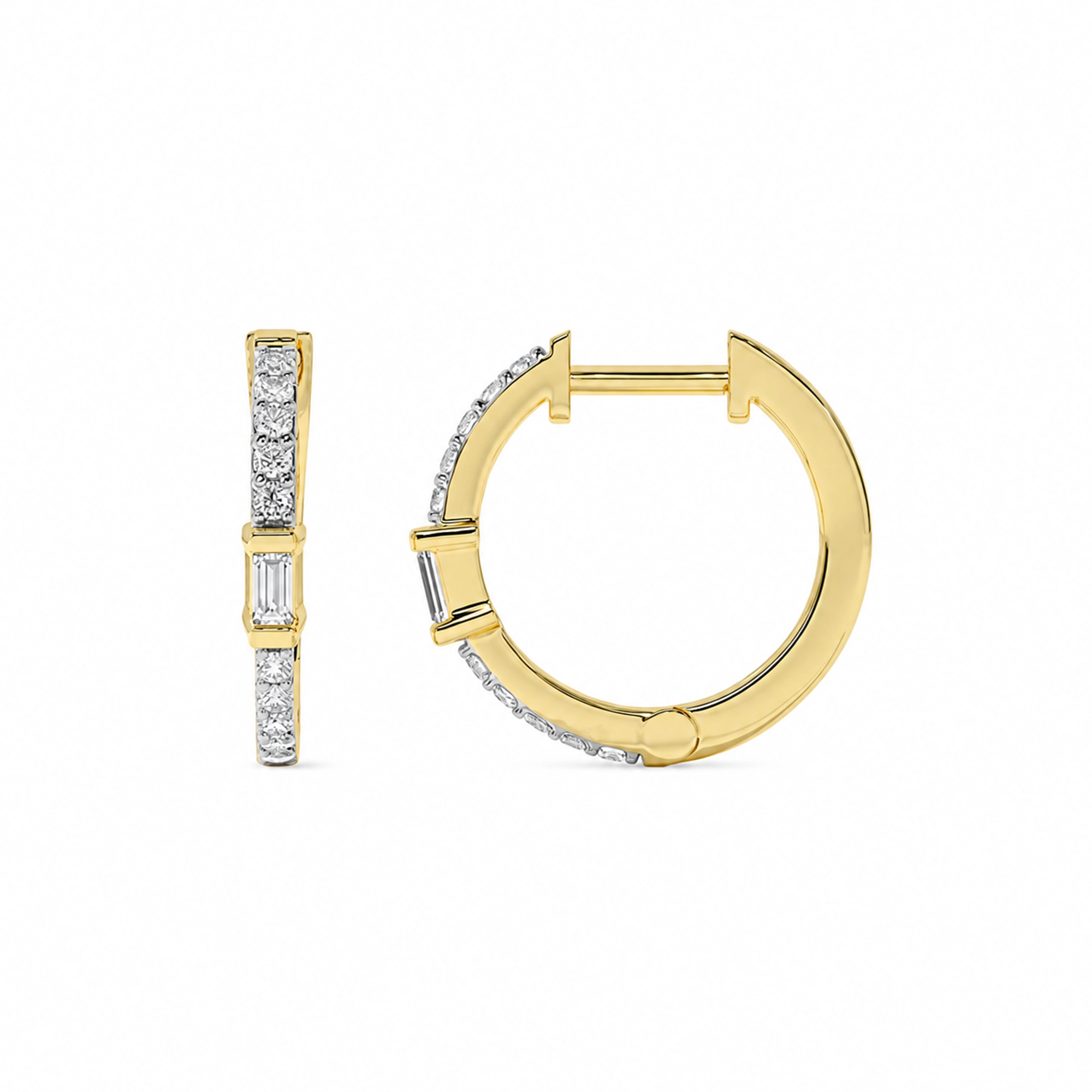 Zäzilie 18K Gold Baguette Round Hoop Earrings