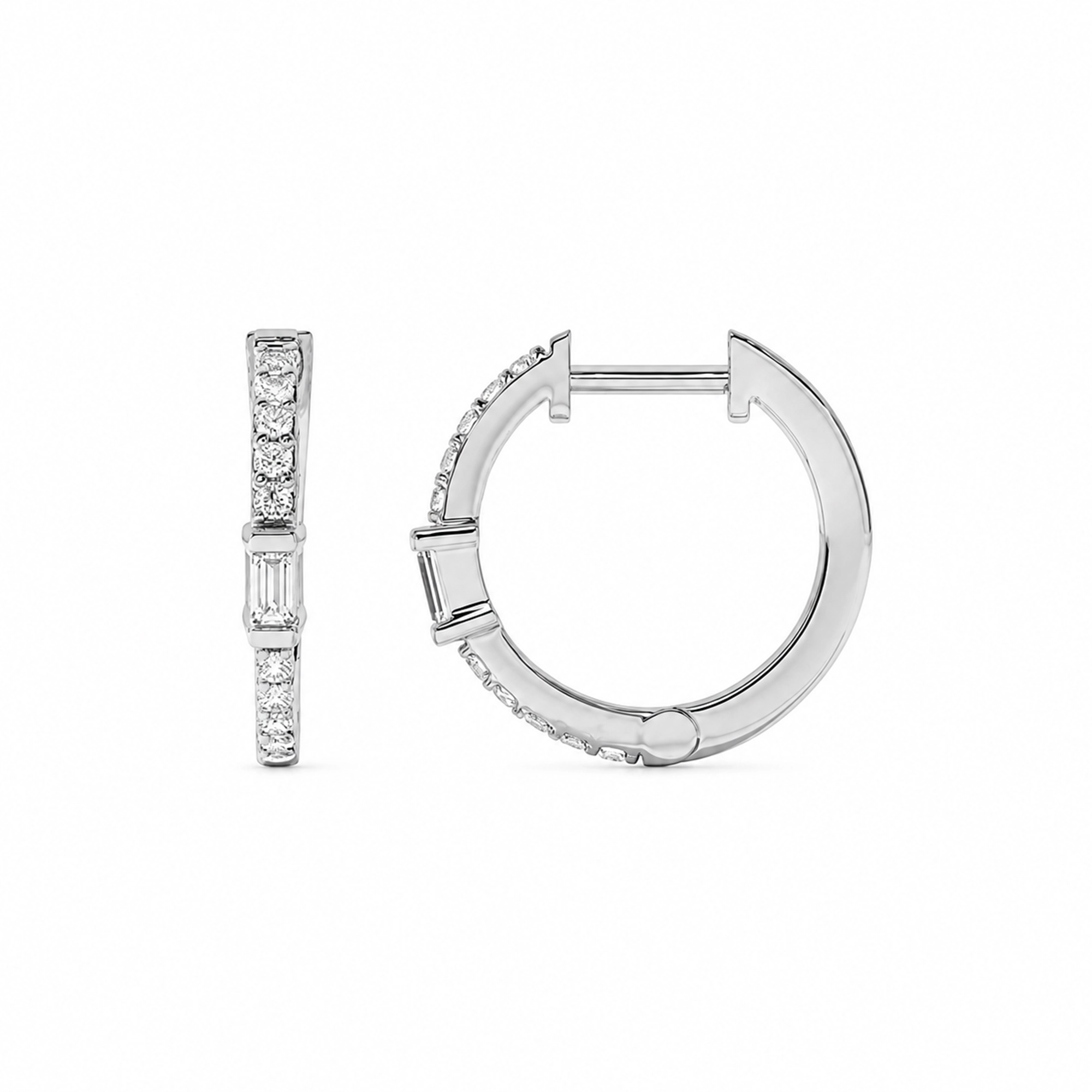 Zäzilie 18K Gold Baguette Round Hoop Earrings