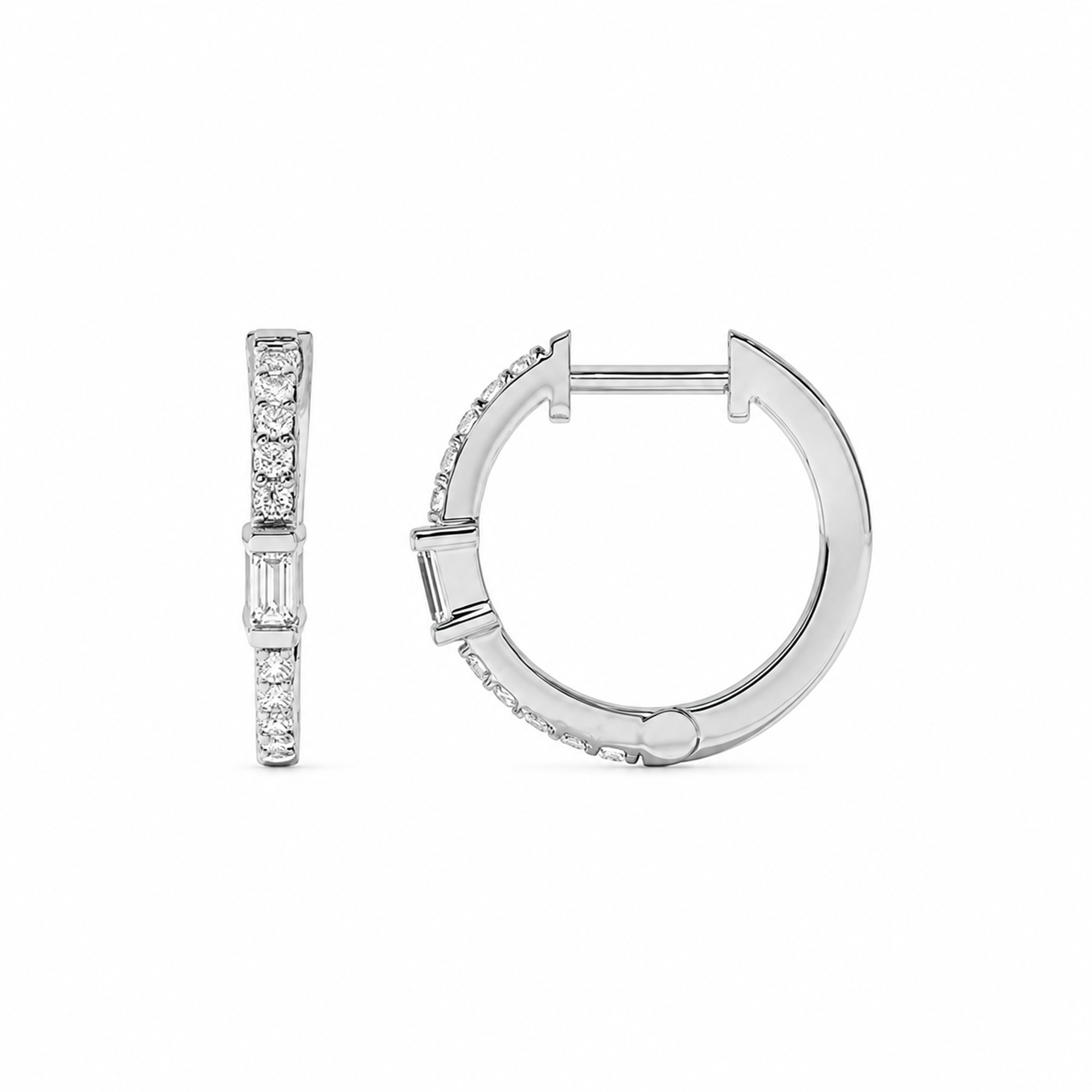 Zäzilie 18K Gold Baguette Round Hoop Earrings