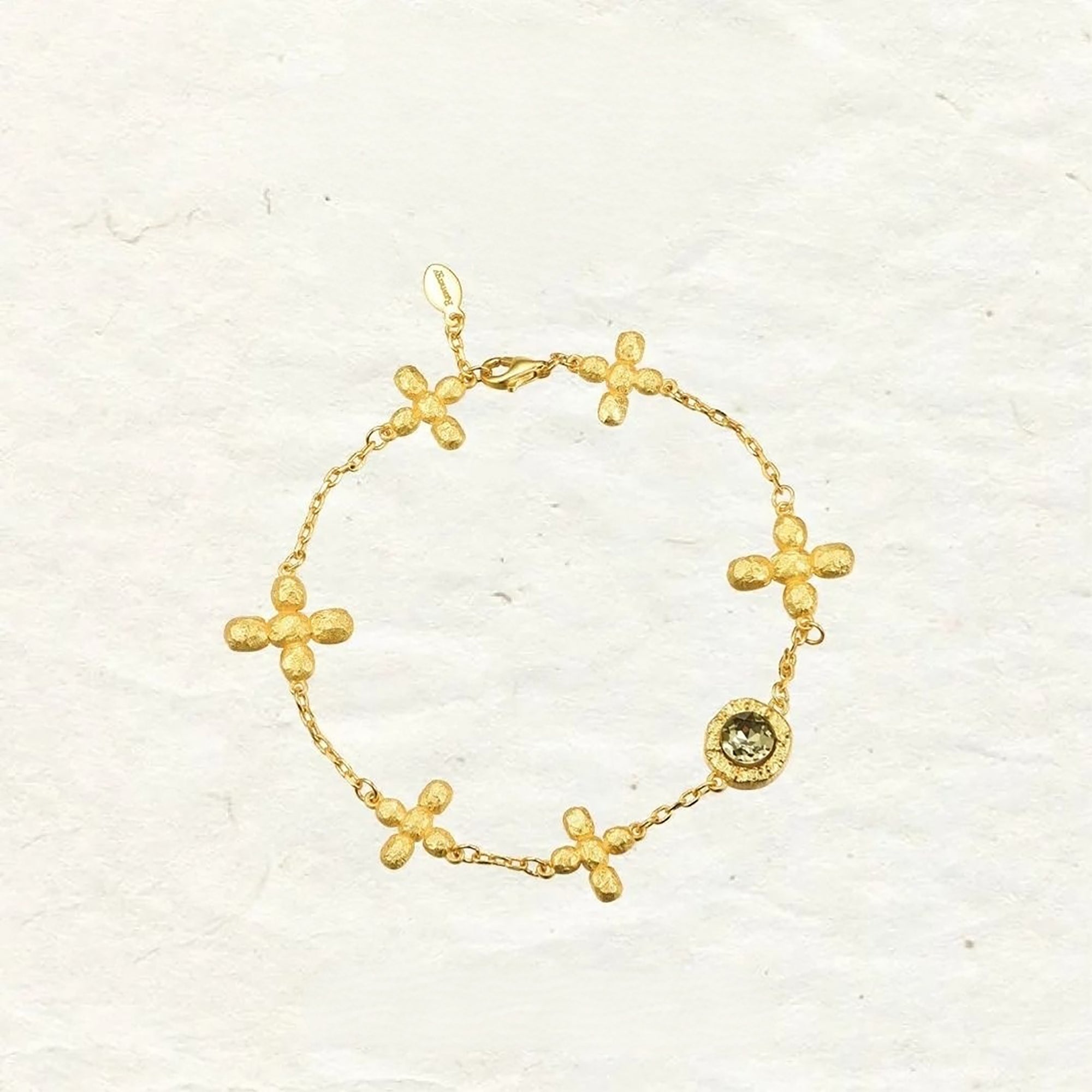 Lidivine 14K Gold Floral Cross Bracelet