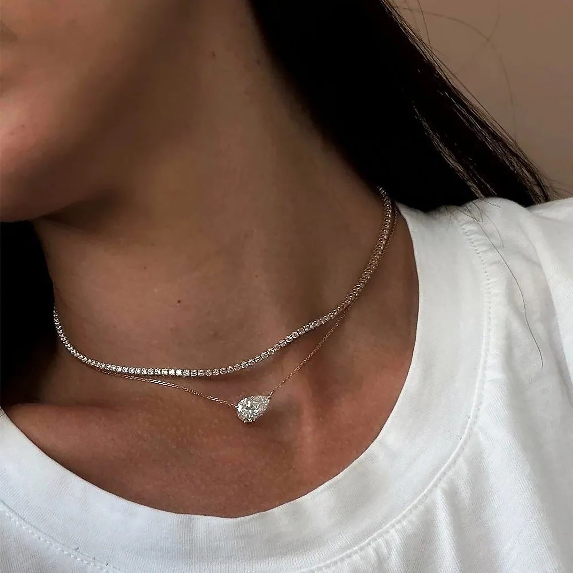 Eugénie 14K Gold Teardrop Moissanite Necklace