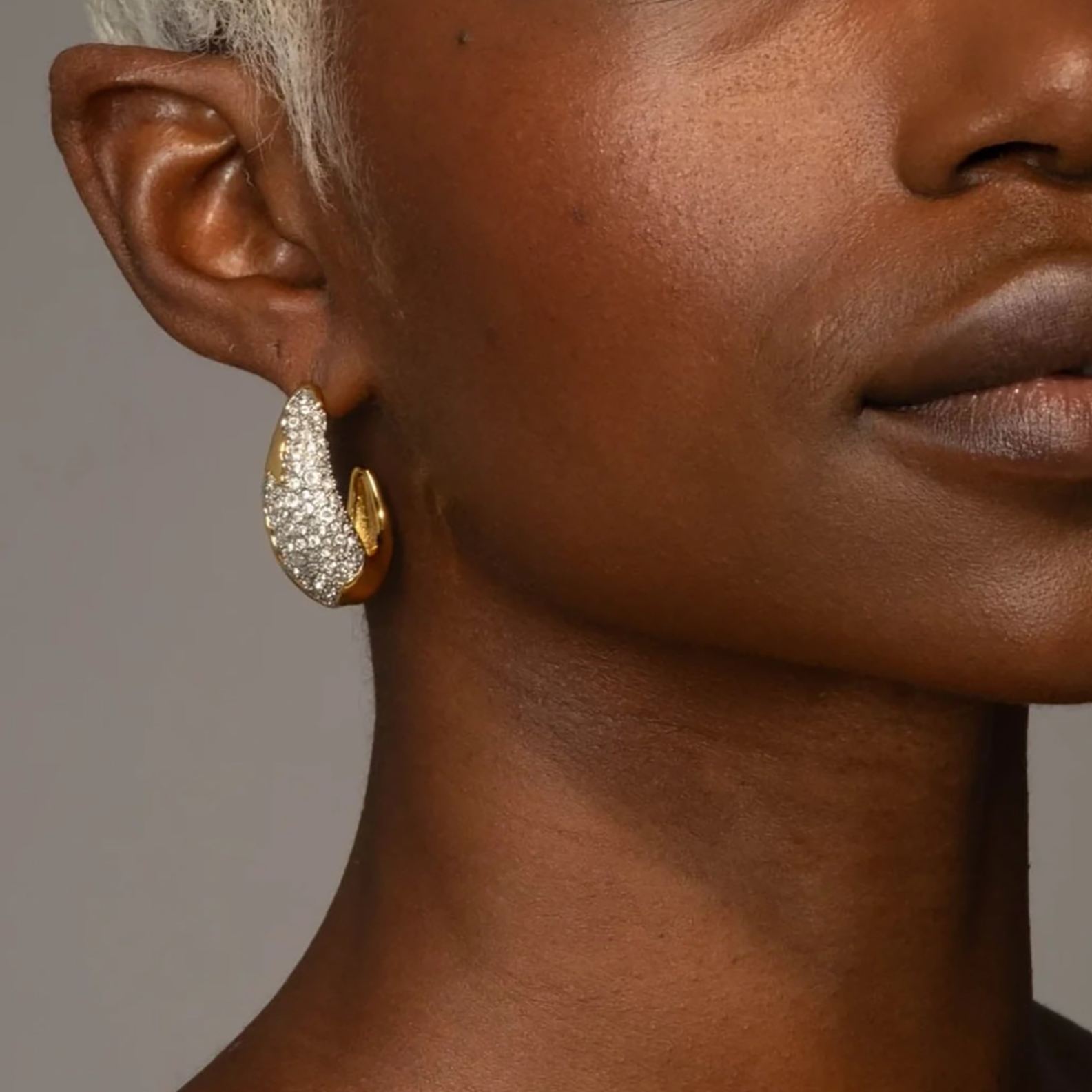 Wetta 18K Gold Pavé C-Shape Earrings
