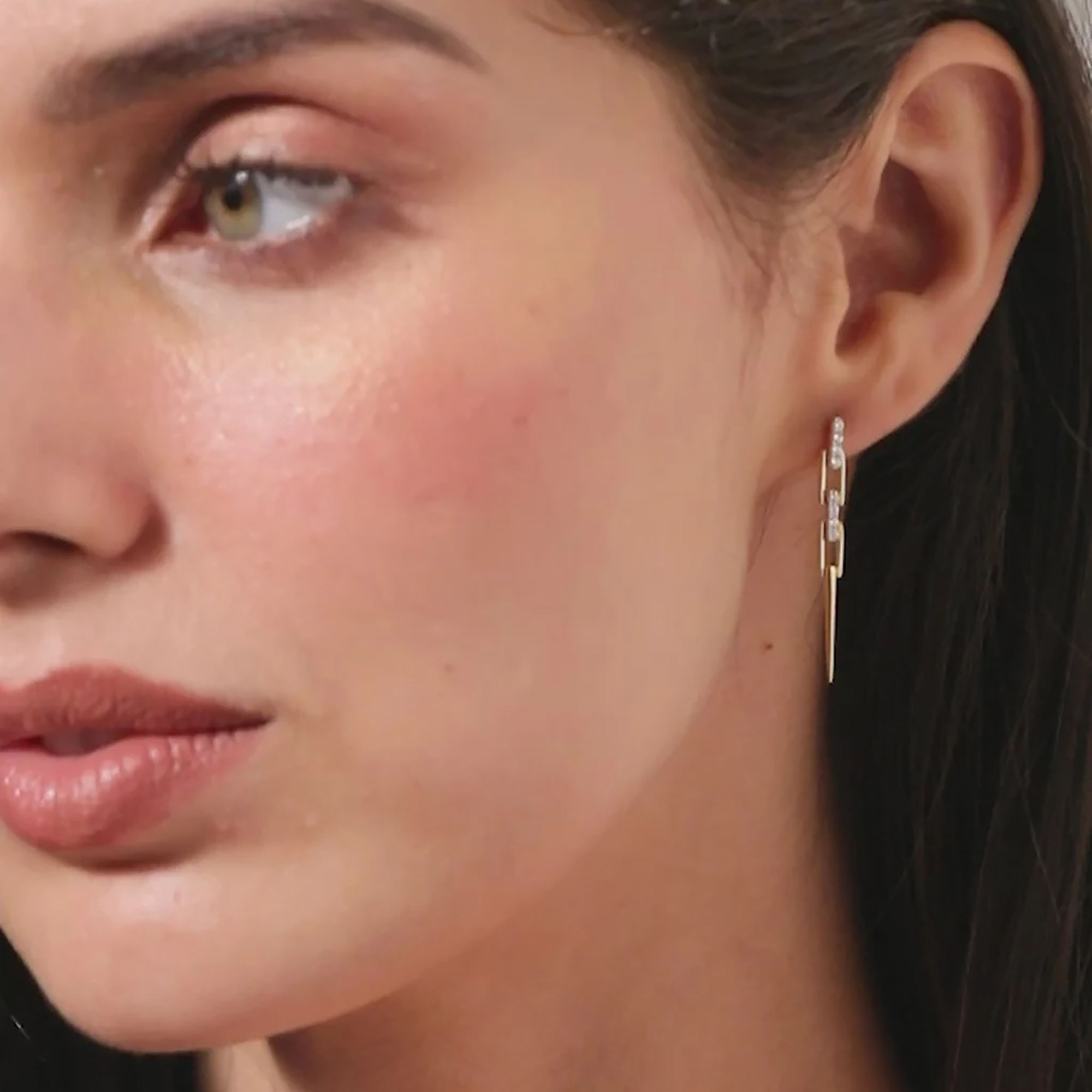 Nicodema 18K Gold Tapered Spike Drop Earrings