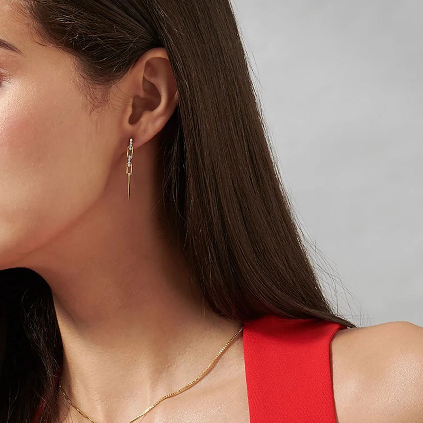 Nicodema 18K Gold Tapered Spike Drop Earrings